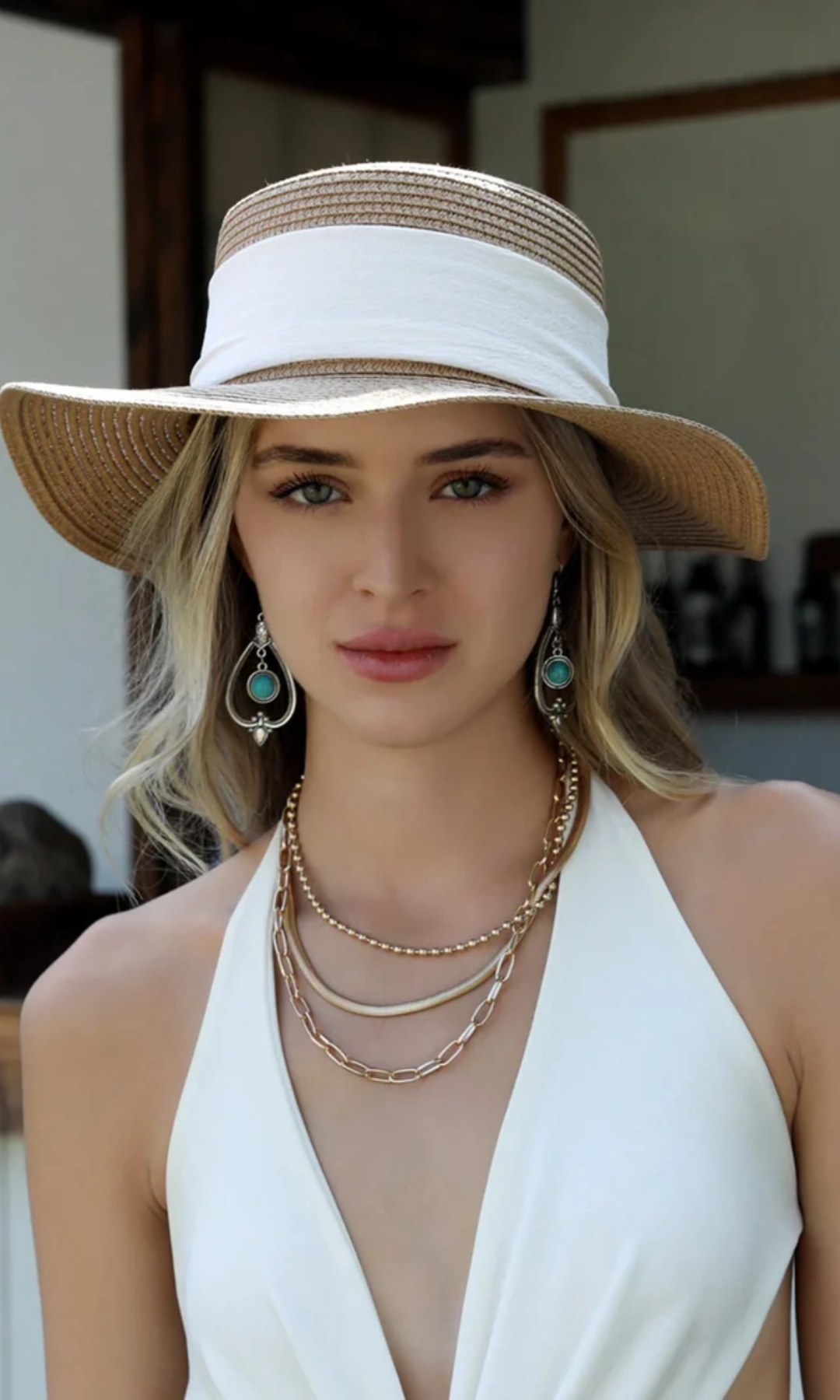 Albinia – White band classic – Straw hat-10174849122631-Ivory Ombre