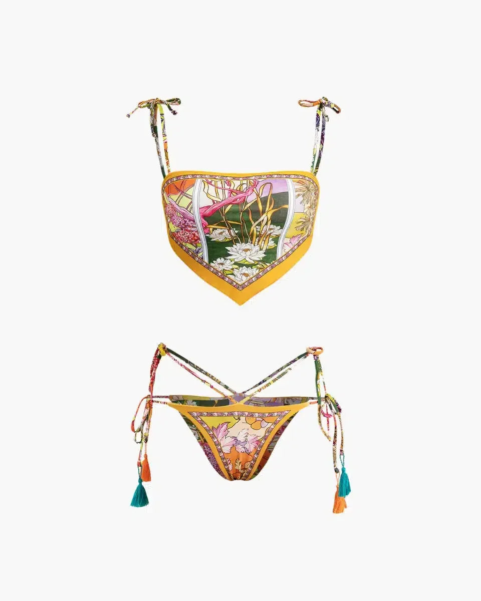 Amaril – Tropical style – Floral bikini set-10174713200967-Ivory Ombre