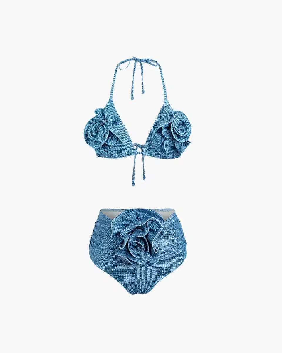 Aquaria – Bold design – Denim bikini set-10174711071047-Ivory Ombre