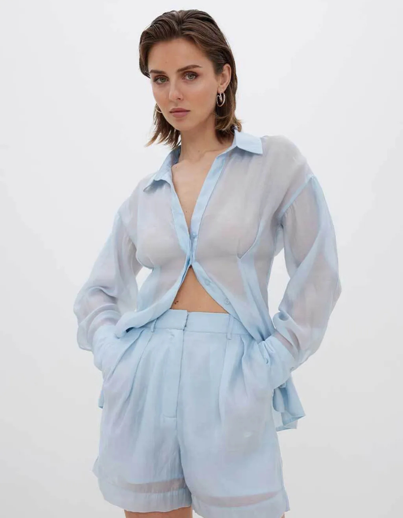 Aurelisse – Sheer elegance – Button-up blouse-10174864261447-Ivory Ombre