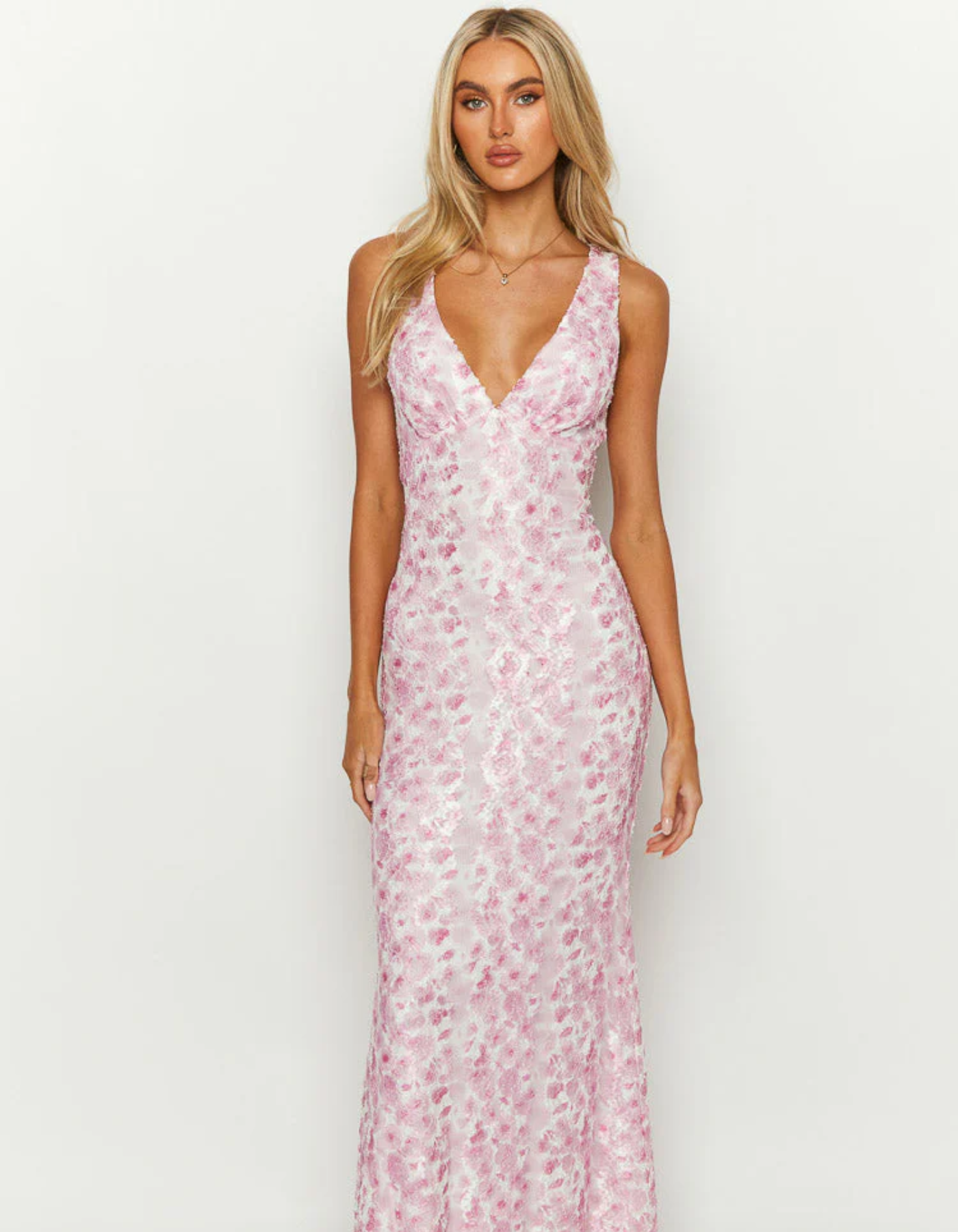 Bellanotte – Romantic floral sheen – Maxi dress-10182417908039-Ivory Ombre