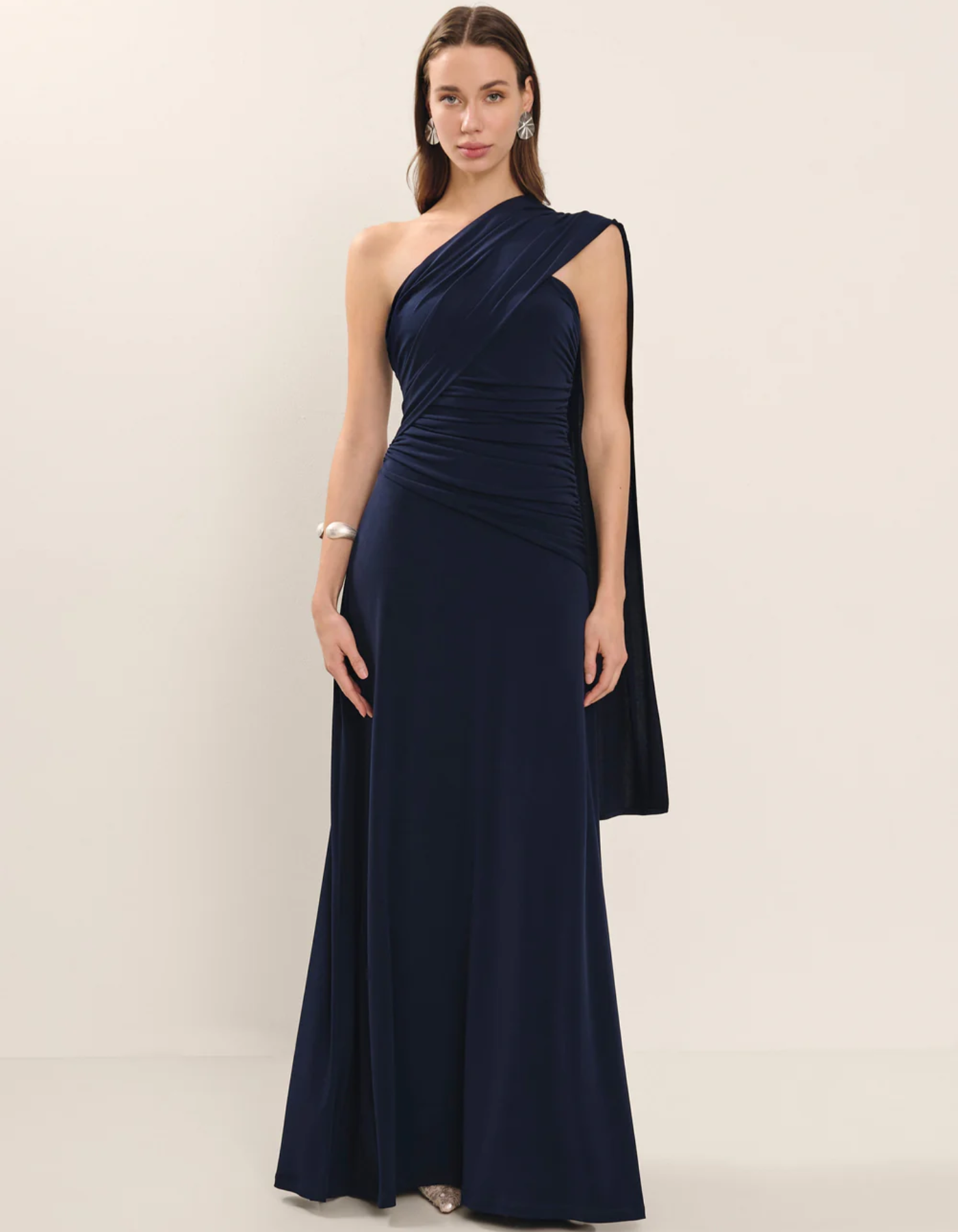 Elanore – Draped shoulder – Evening gown-10174864589127-Ivory Ombre