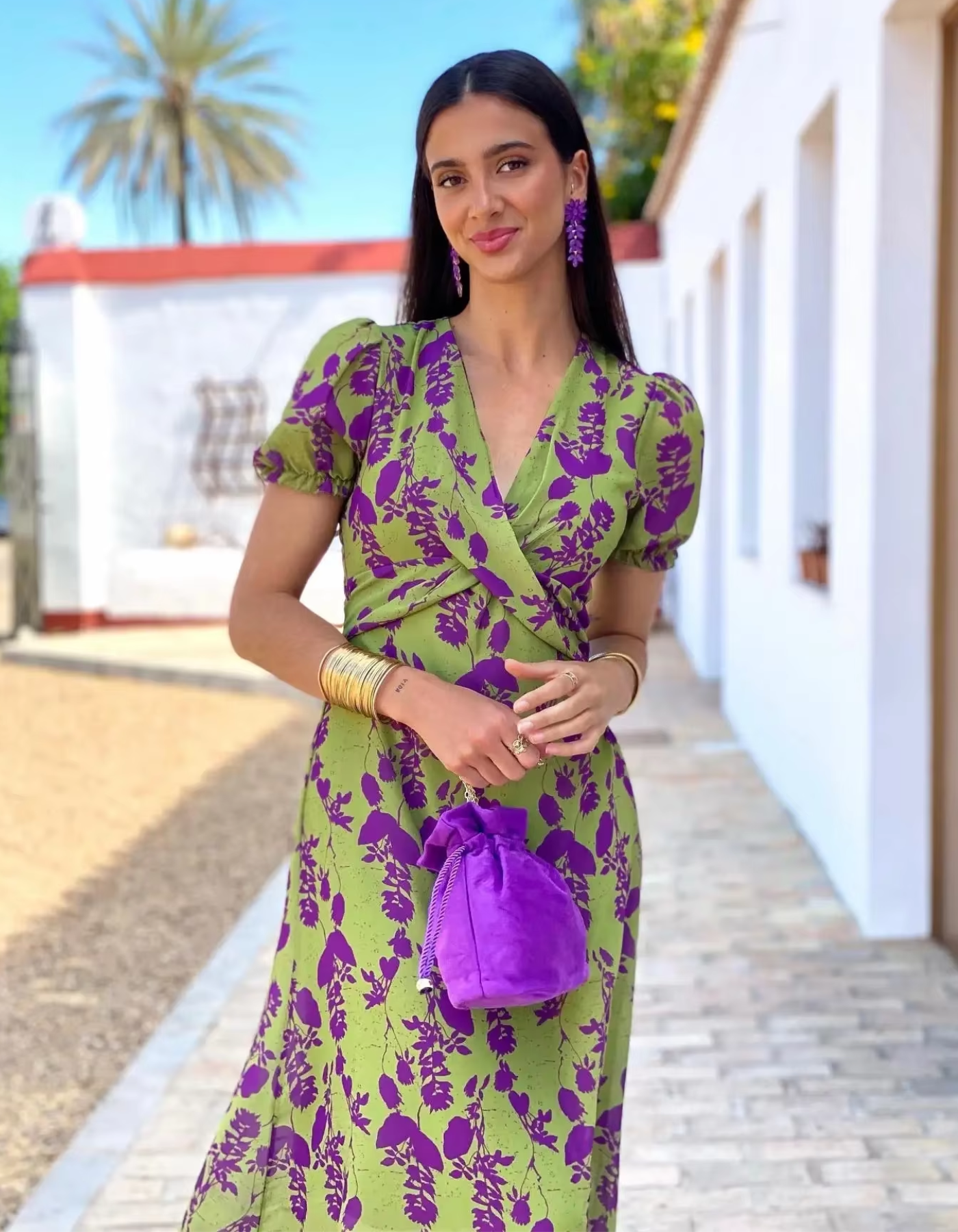 Elvienne – Floral wrap design – Midi dress-10174865211719-Ivory Ombre