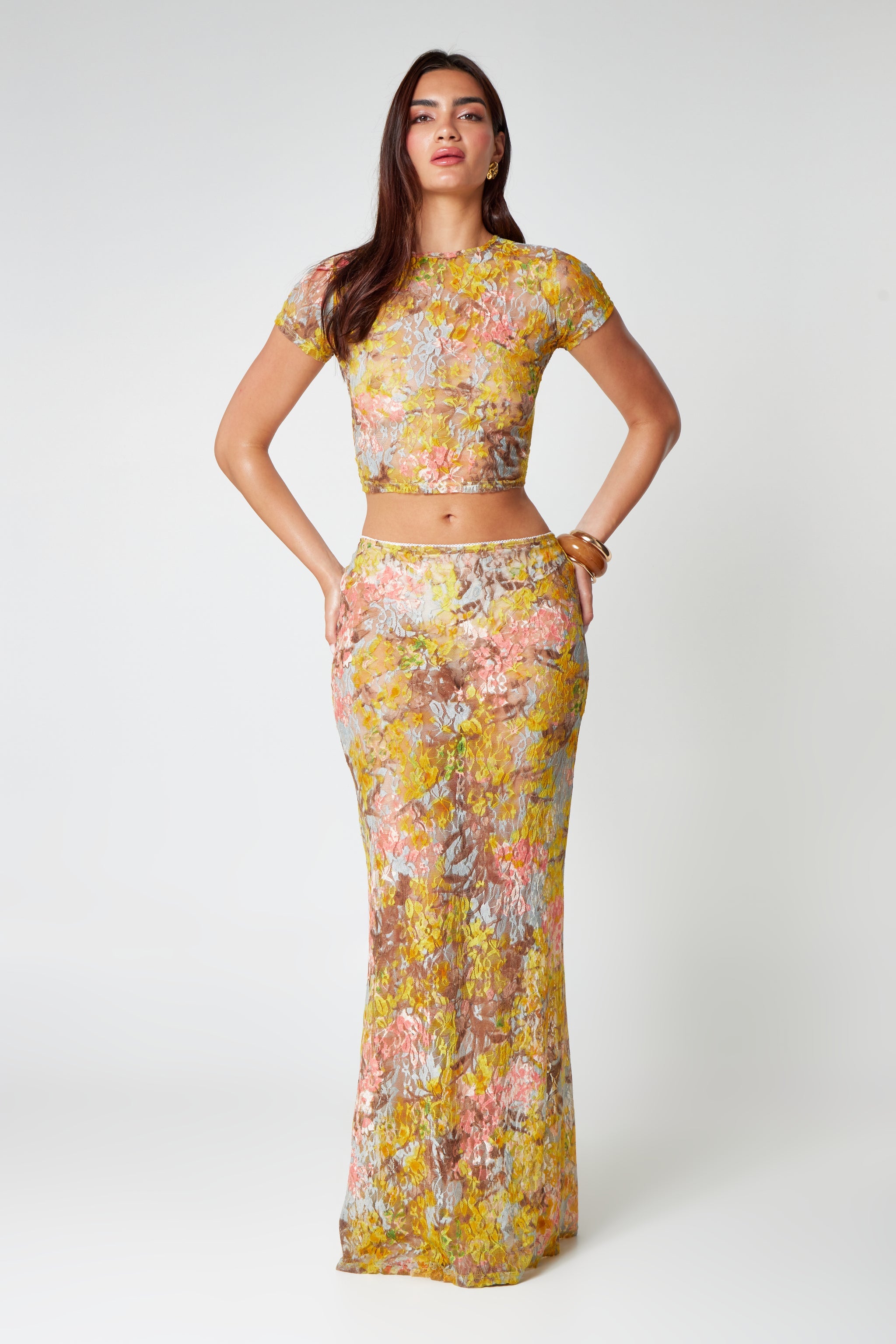 Fioreluna – Sheer floral print – Two-piece set-10201041011015-Ivory Ombre