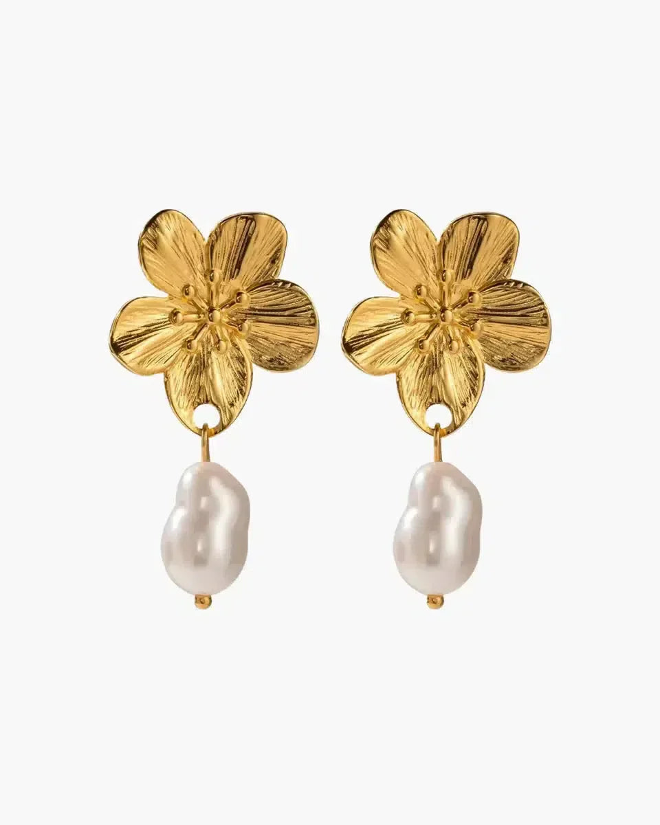 Halia – Floral design – Blossom pearl earrings-10173354443079-Ivory Ombre