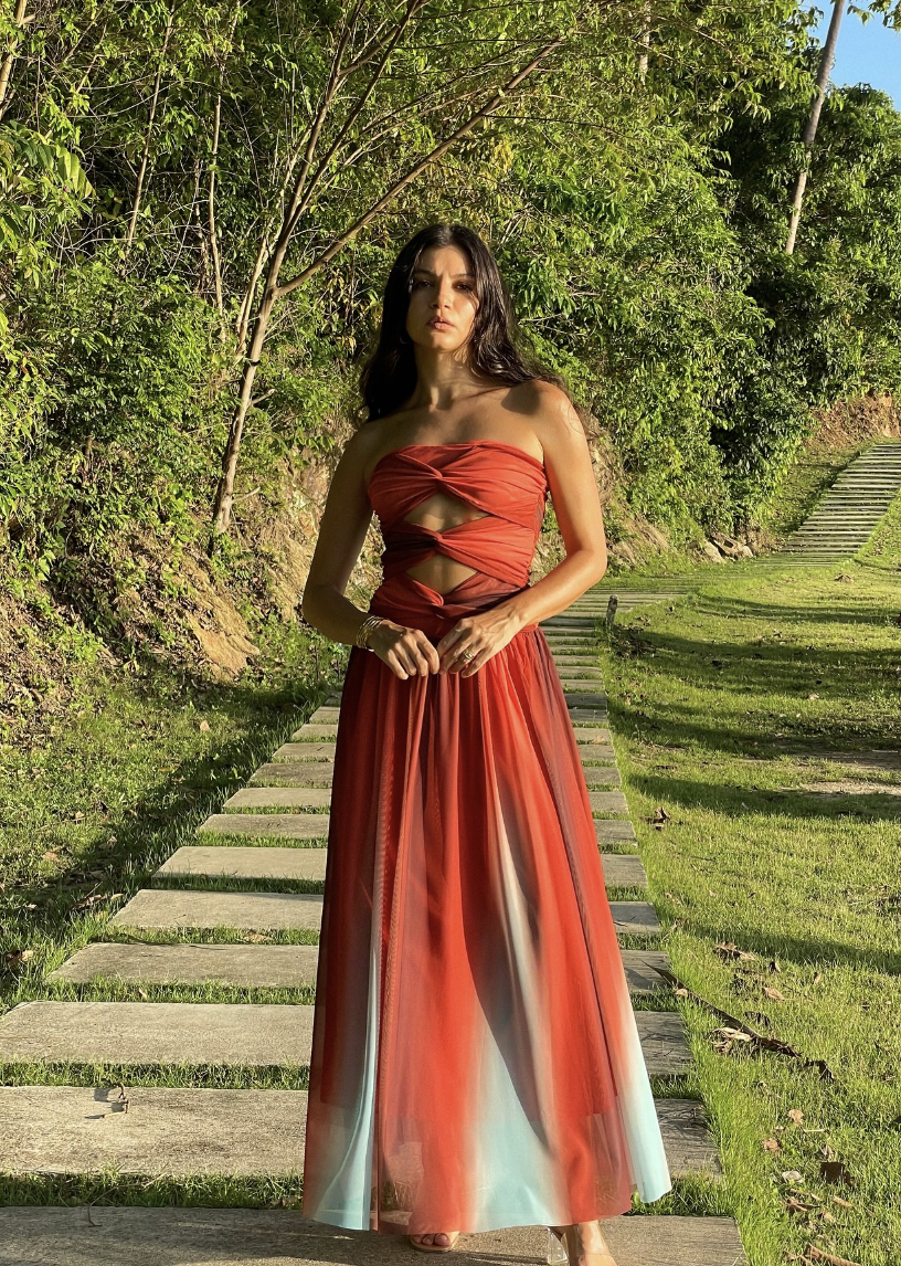 Janika – Ombre mesh cut-out – Midi dress-10174869438791-Ivory Ombre