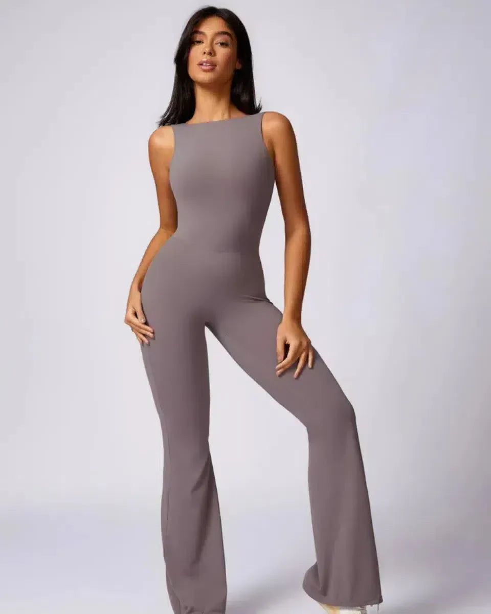 Kalani – Open-back design – Workout jumpsuit-10174779621703-Ivory Ombre