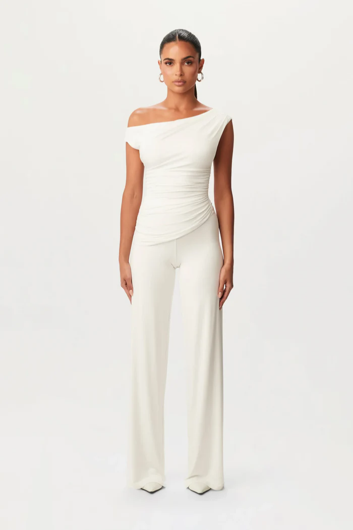 Lunavia – Draped silhouette – One-shoulder jumpsuit-10174855676231-Ivory Ombre