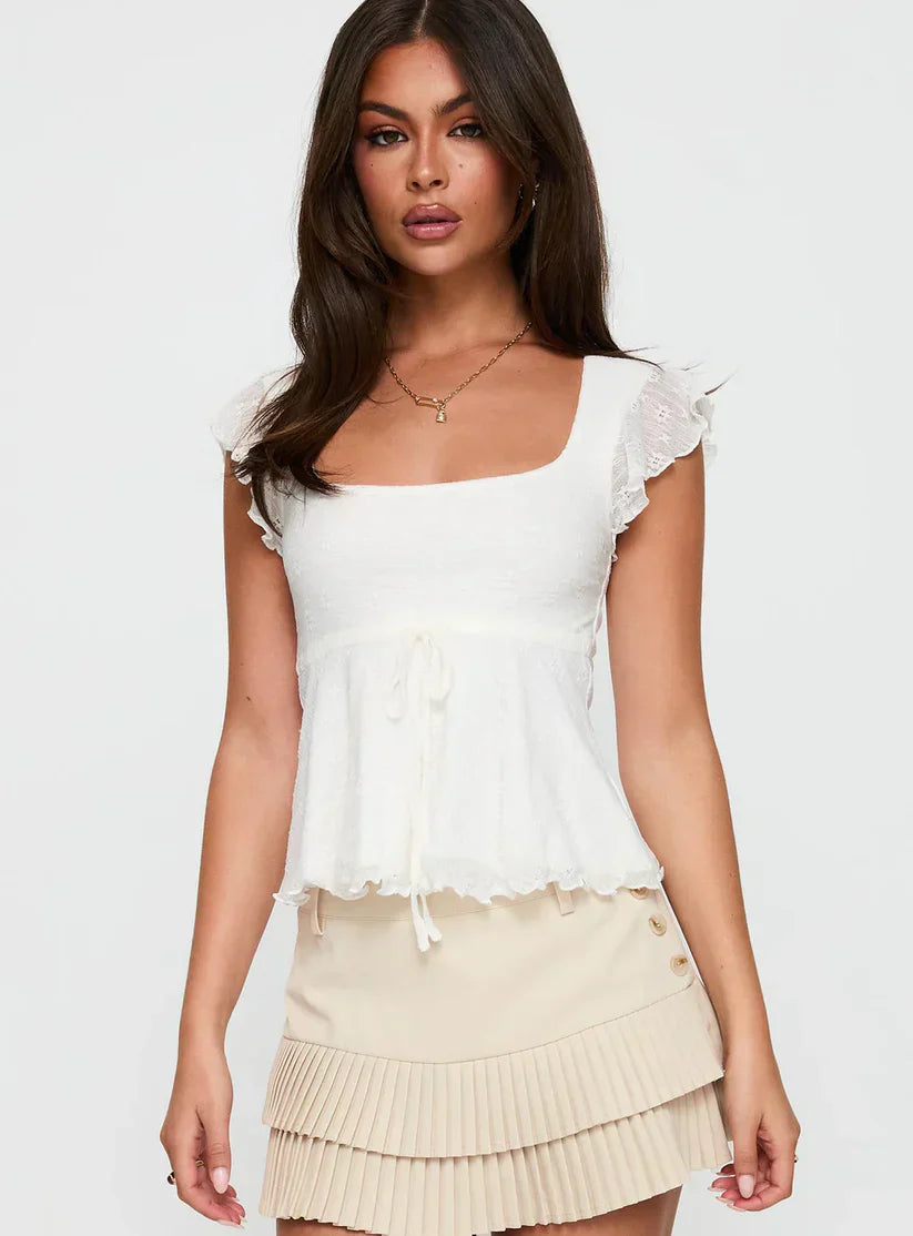 Lunelle – Ruffle sleeve – Peplum blouse-10174866030919-Ivory Ombre