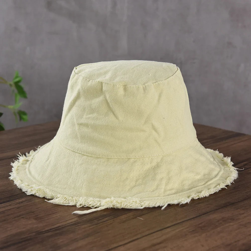 Maelis – Raw edge – Cotton bucket hat-10174850597191-Ivory Ombre