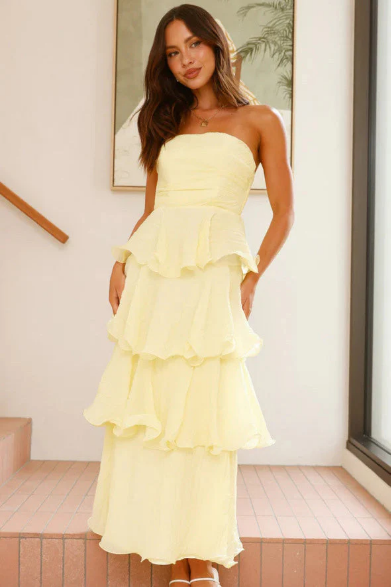 Margaret – Ruffled tiers – Strapless maxi dress-10174856921415-Ivory Ombre