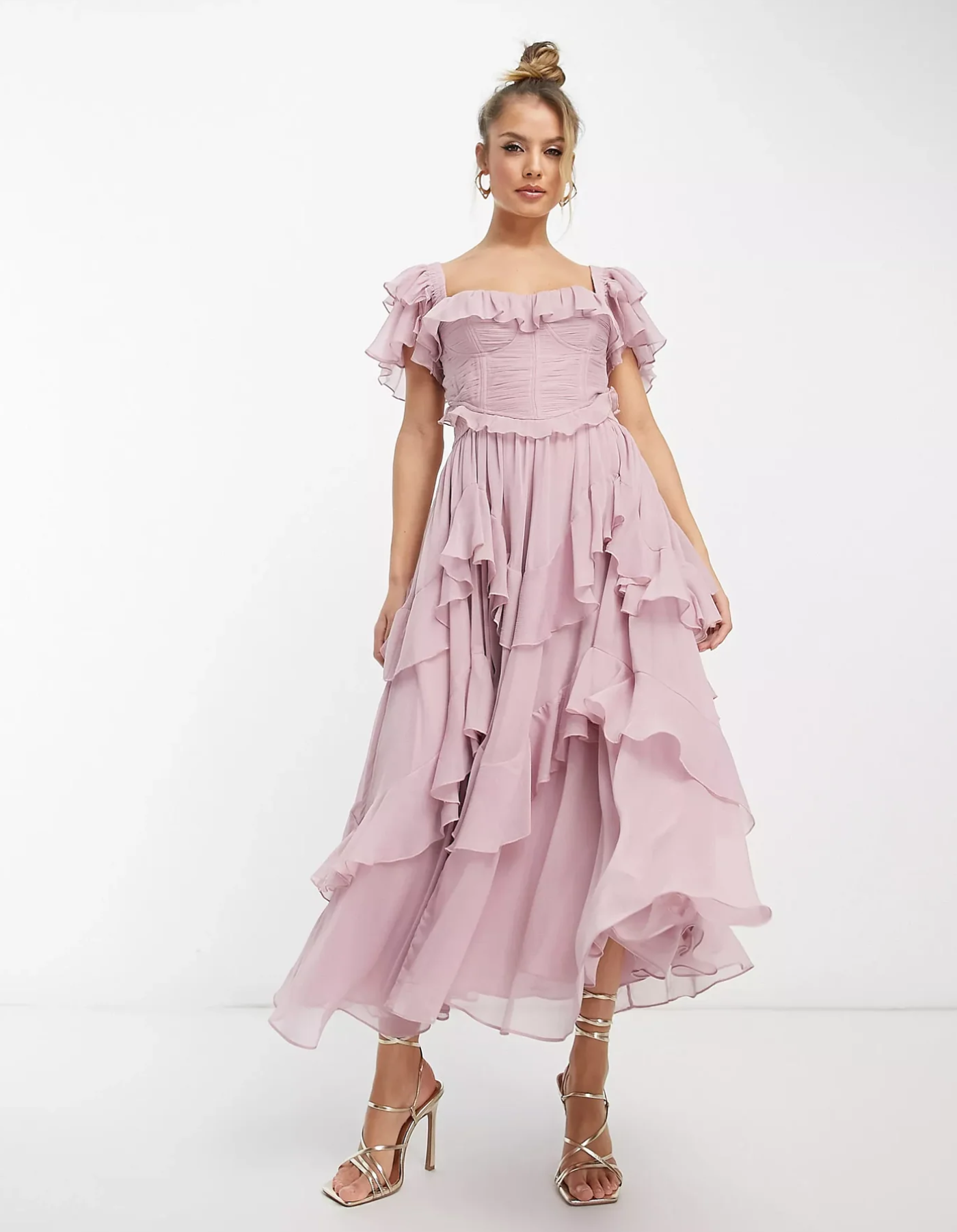 Marilène – Ruffled layers – Midi dress-10188501418311-Ivory Ombre