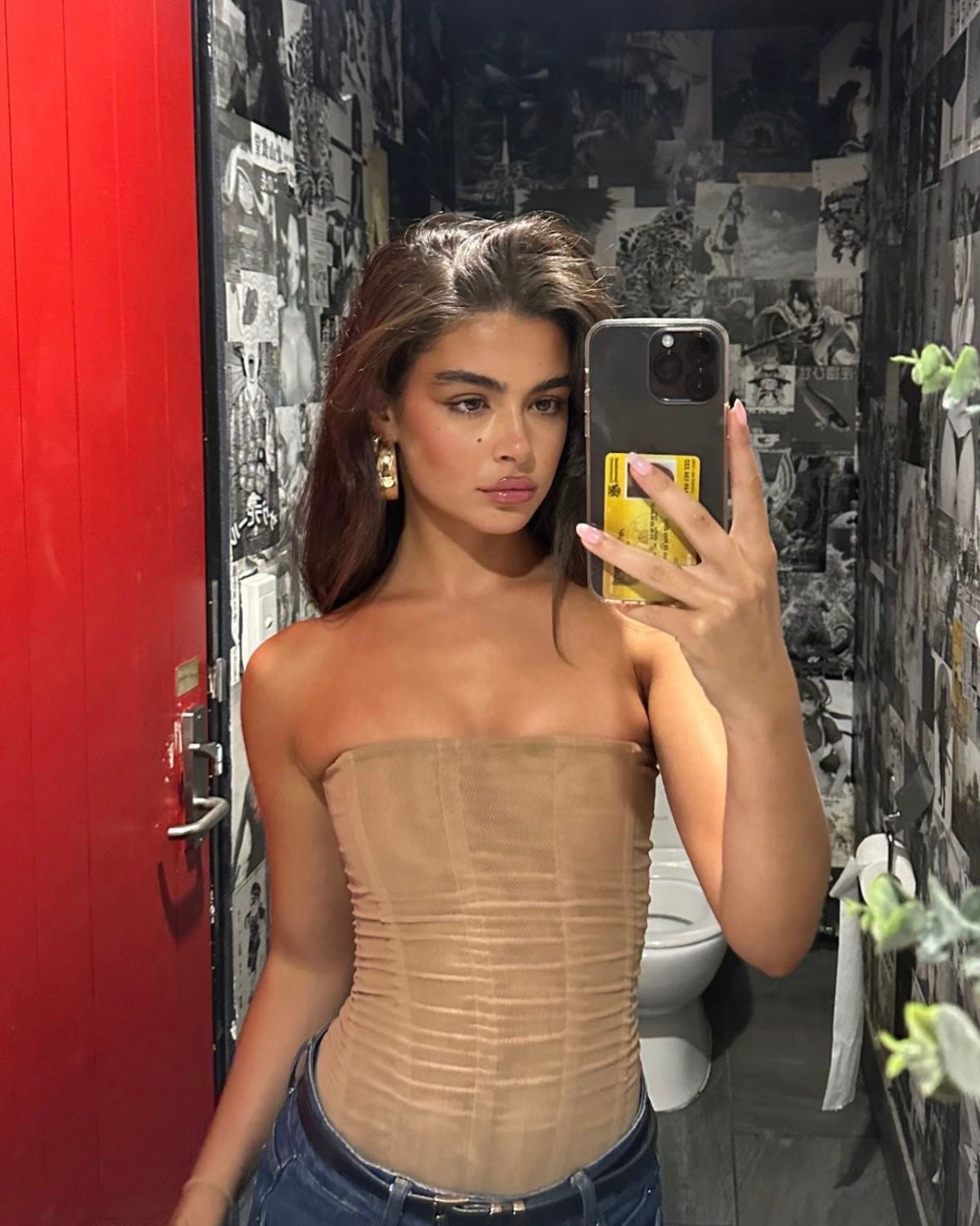 Mira – Sheer ruched – Strapless corset top-10174865310023-Ivory Ombre