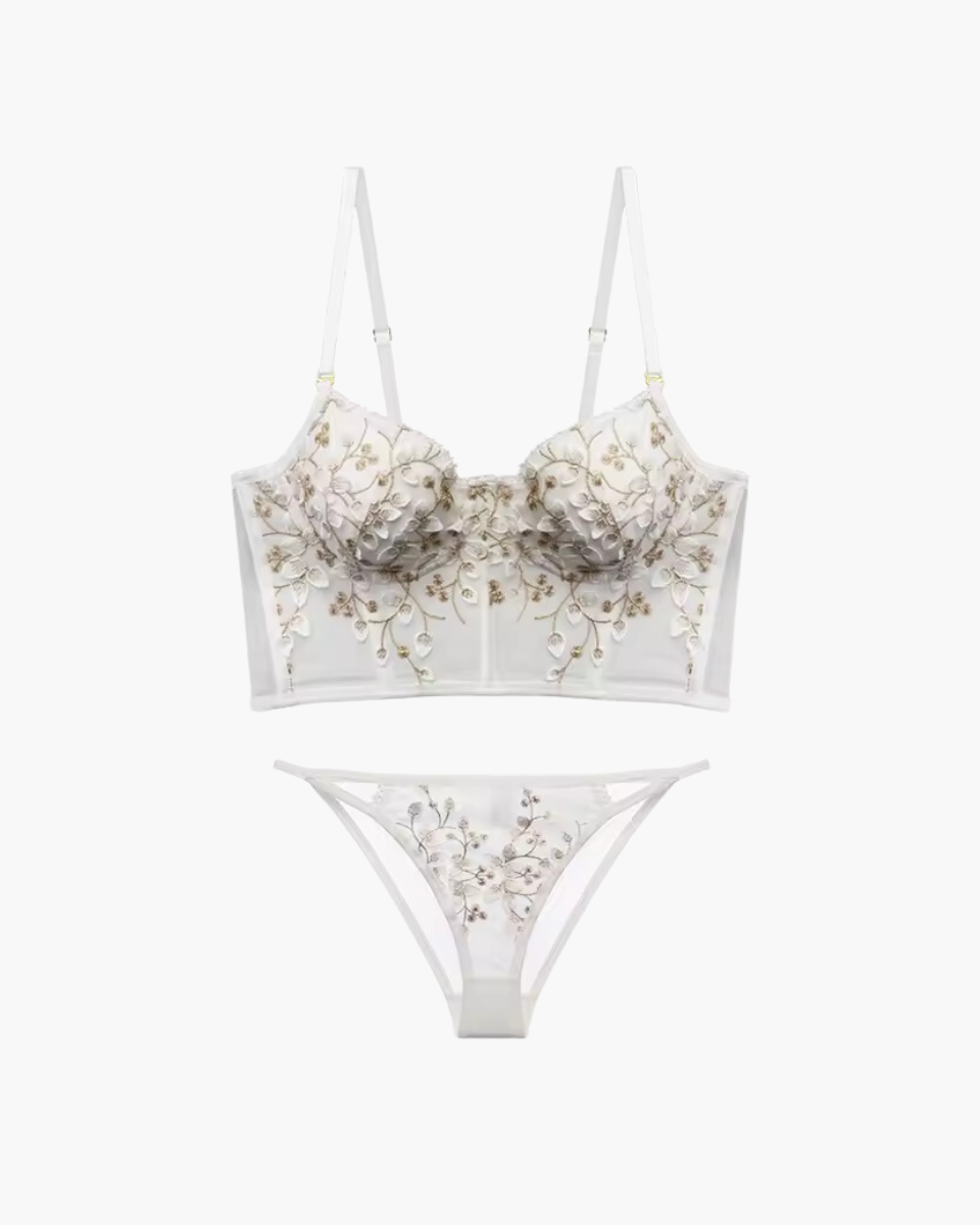 Olivine – Floral corset – Lingerie set-10174861214023-Ivory Ombre