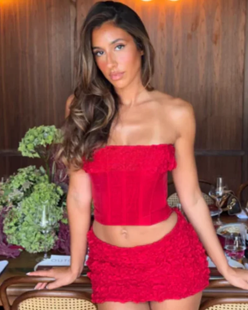 Pervenche – Structured boning – Lace-up two-piece set-10174753243463-Ivory Ombre