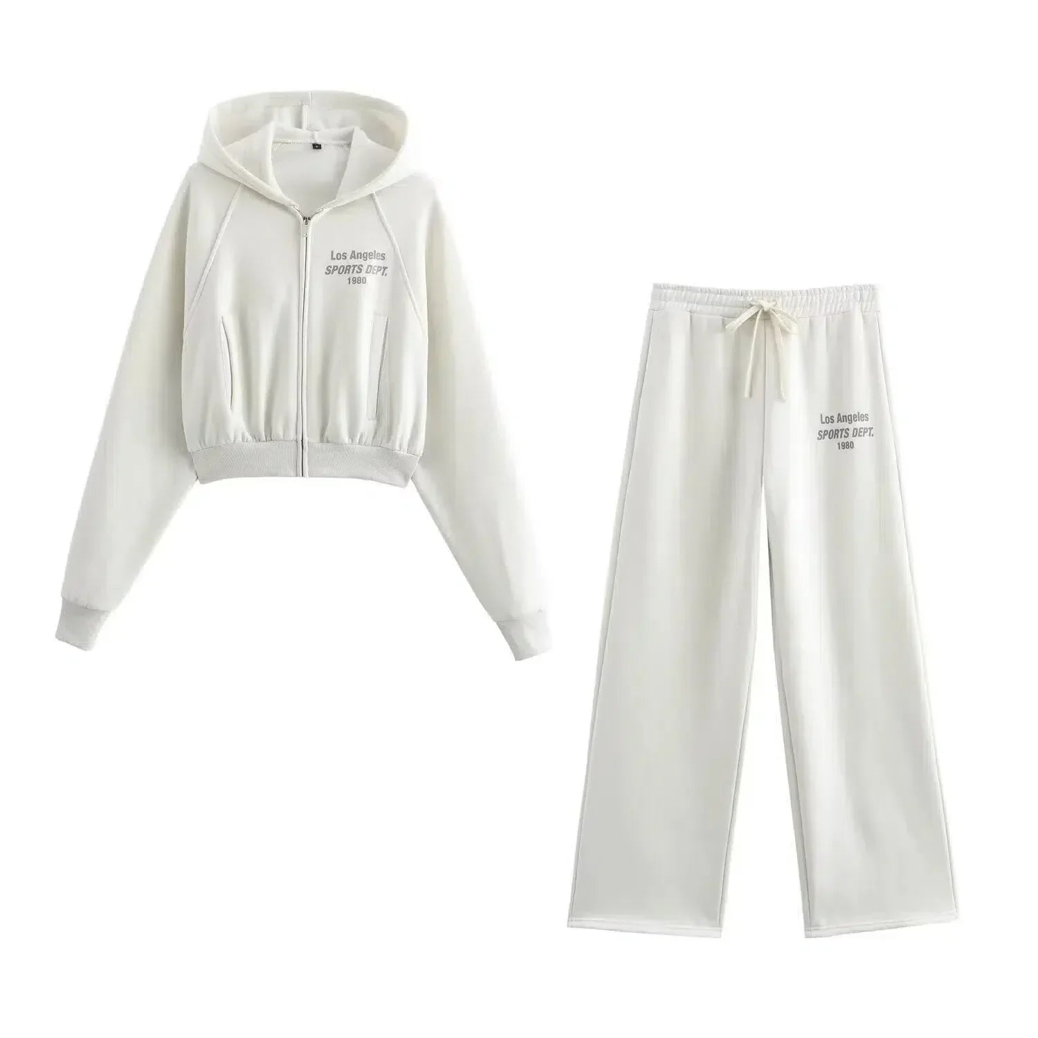 Phaedra – Zip-up hoodie & sporty sweatpants – City lounge set-10174845059399-Ivory Ombre