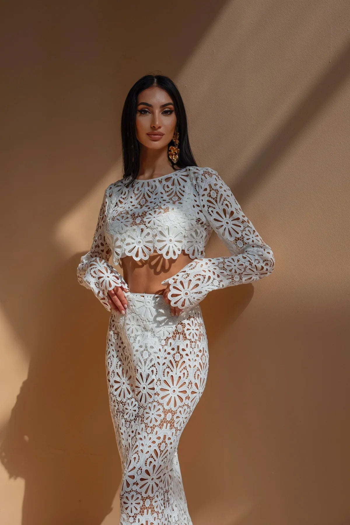 Ravelline – Crochet floral – Co-ord set-10174868881735-Ivory Ombre