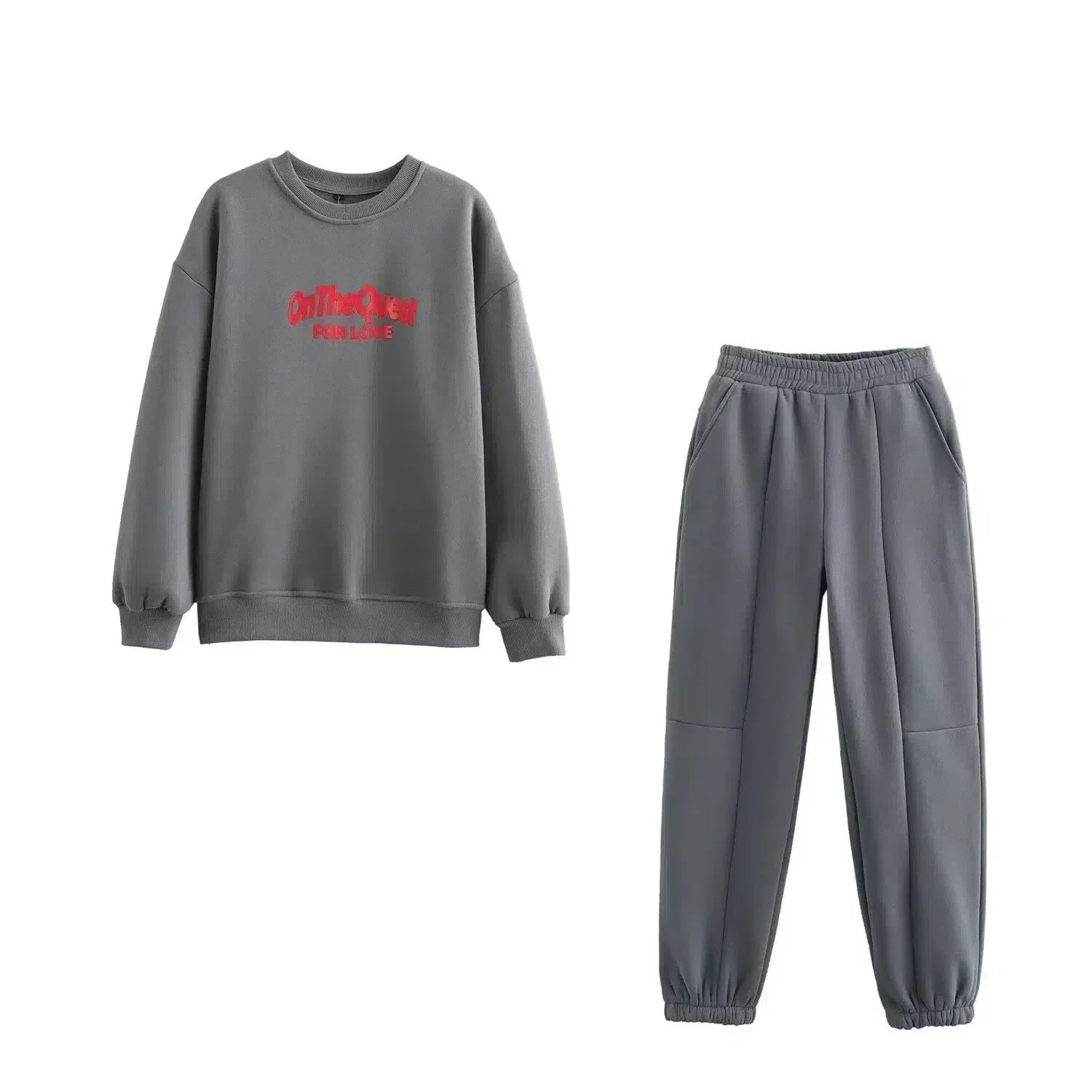 Riven – Crew neck sweatshirt & jogger-style pants – Lounge set-10174845190471-Ivory Ombre