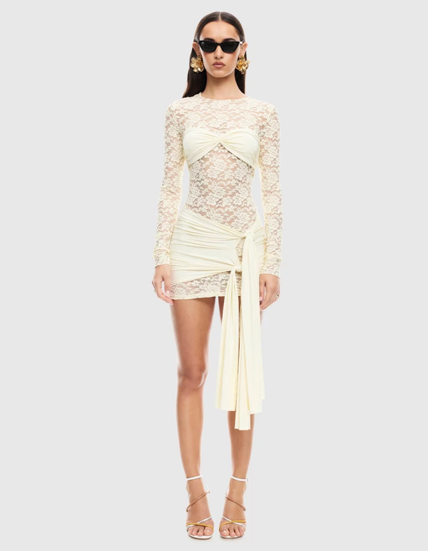 Serelune – Draped lace overlay – Mini dress-10183343341895-Ivory Ombre