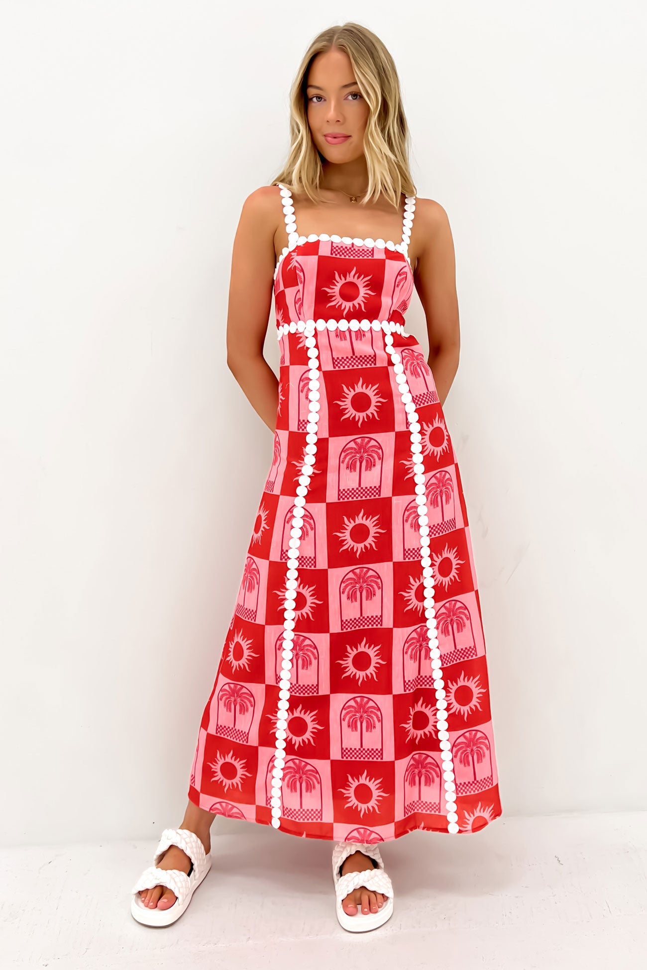 Solelia – Sunset tile motif – Maxi dress-10199180214599-Ivory Ombre