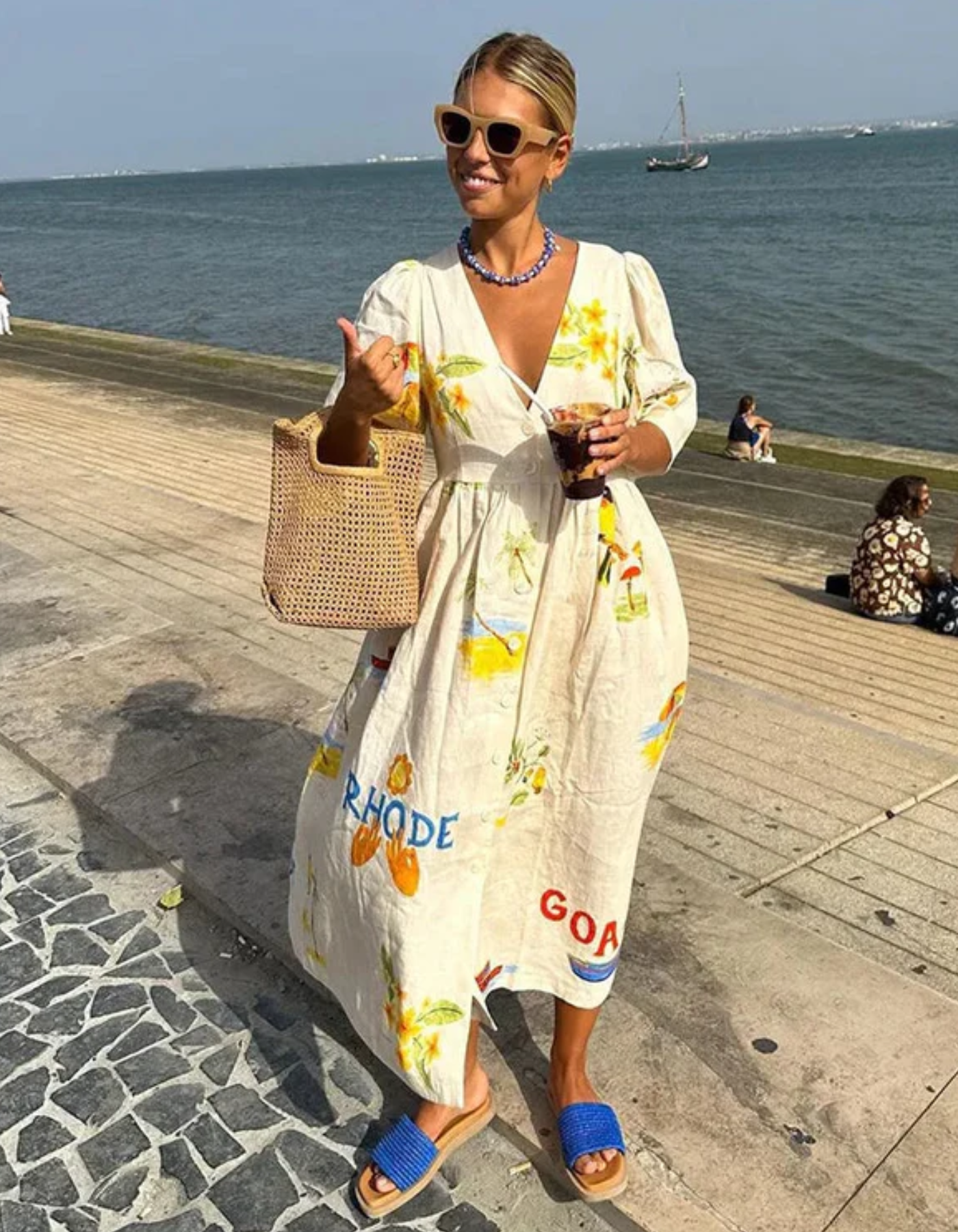 Solmarina – Printed charm – Midi dress-10183311688007-Ivory Ombre