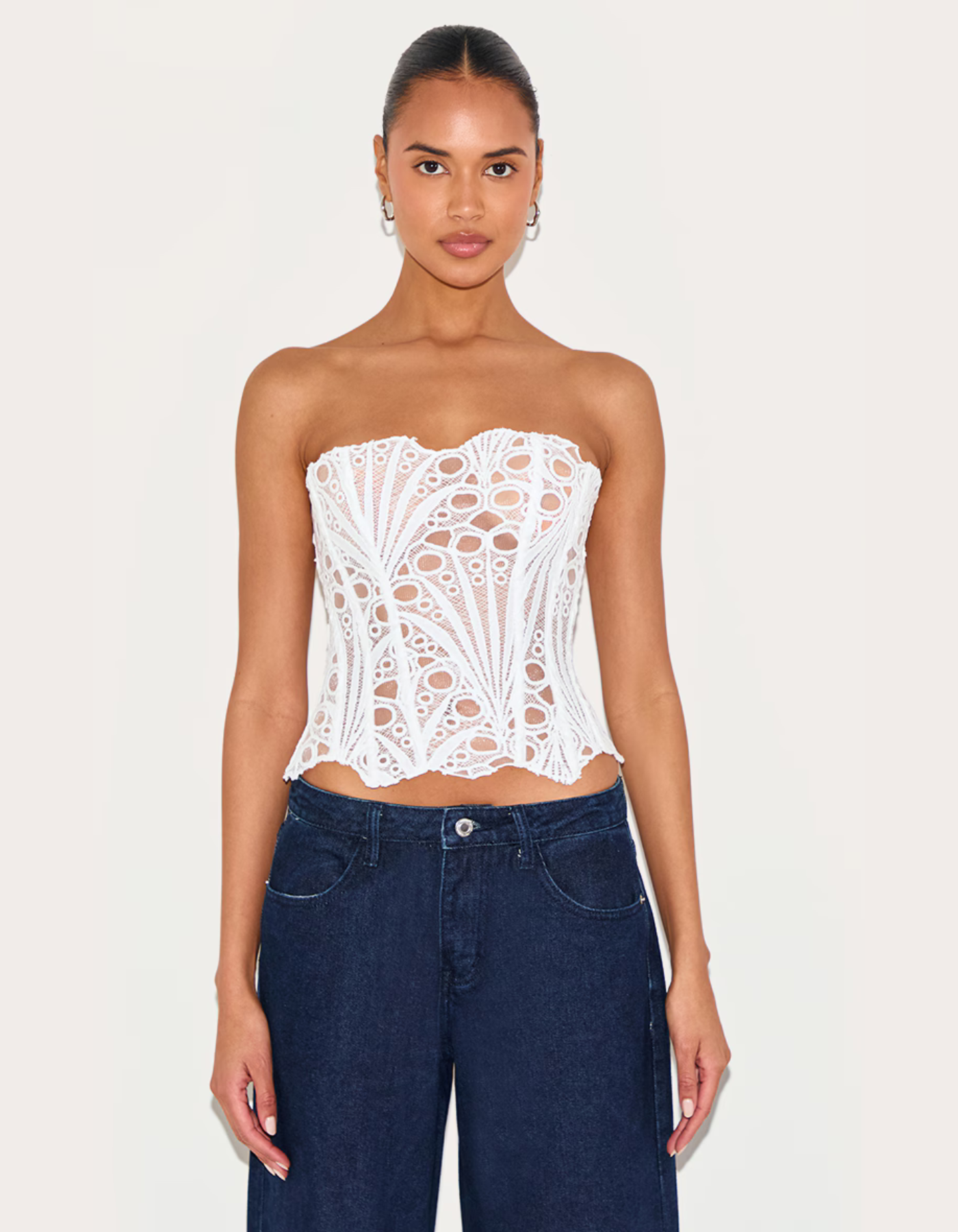 Sorellina – Embroidered cut-out lace – Corset top-10174743740743-Ivory Ombre