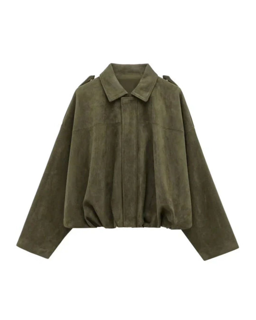 Verdua – Luxe touch – Faux suede bomber jacket-10174847418695-Ivory Ombre