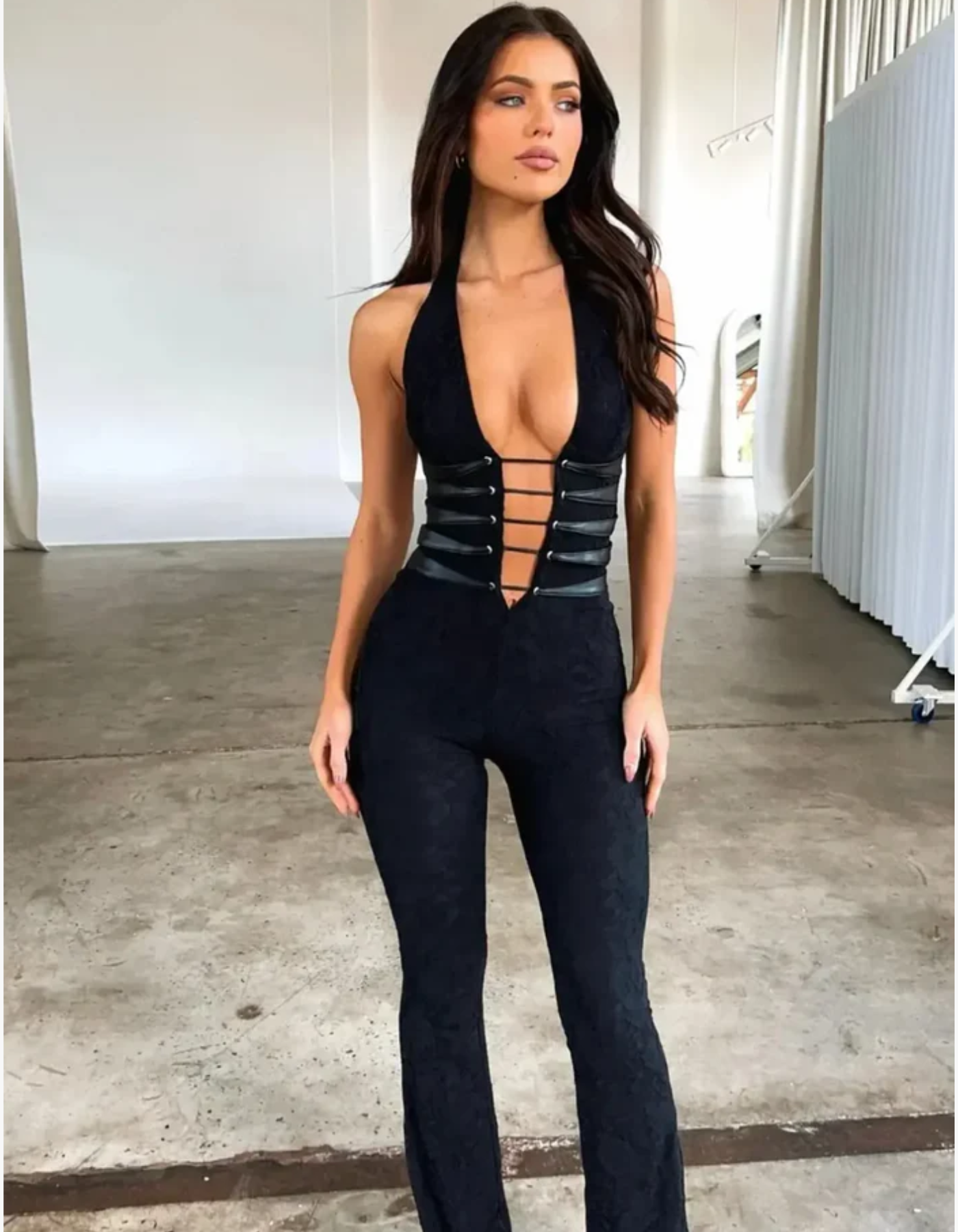 Vittoria – Strappy corset detail – Lace jumpsuit-10174842765639-Ivory Ombre