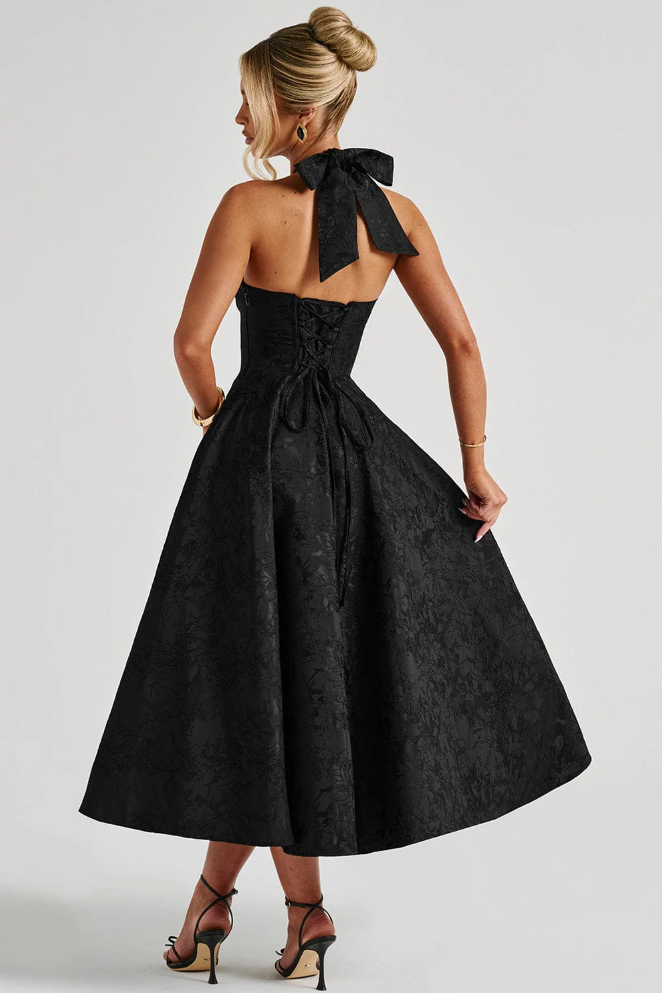 Roseliane – Bow halterneck – Midi evening dress-15162786185600-Santi Vento Atelier