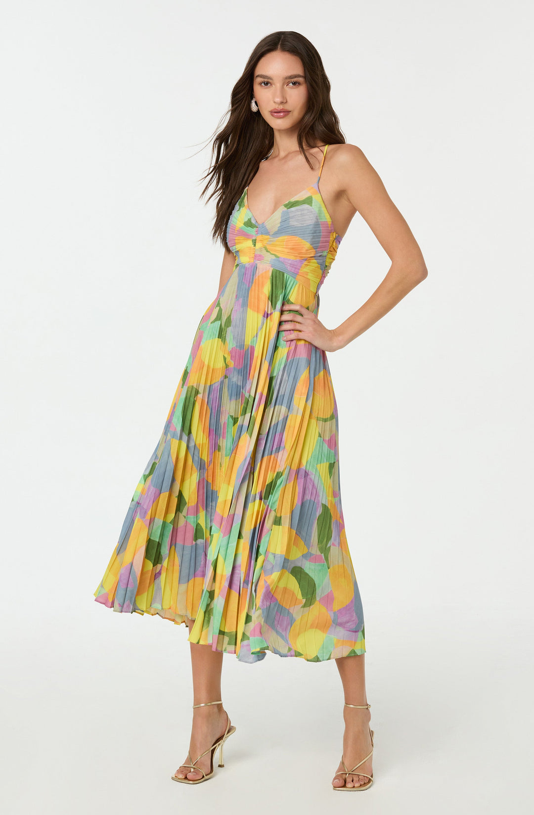 Bellafina – Multicolour pleated – Midi dress-15167804539264-Santi Vento Atelier