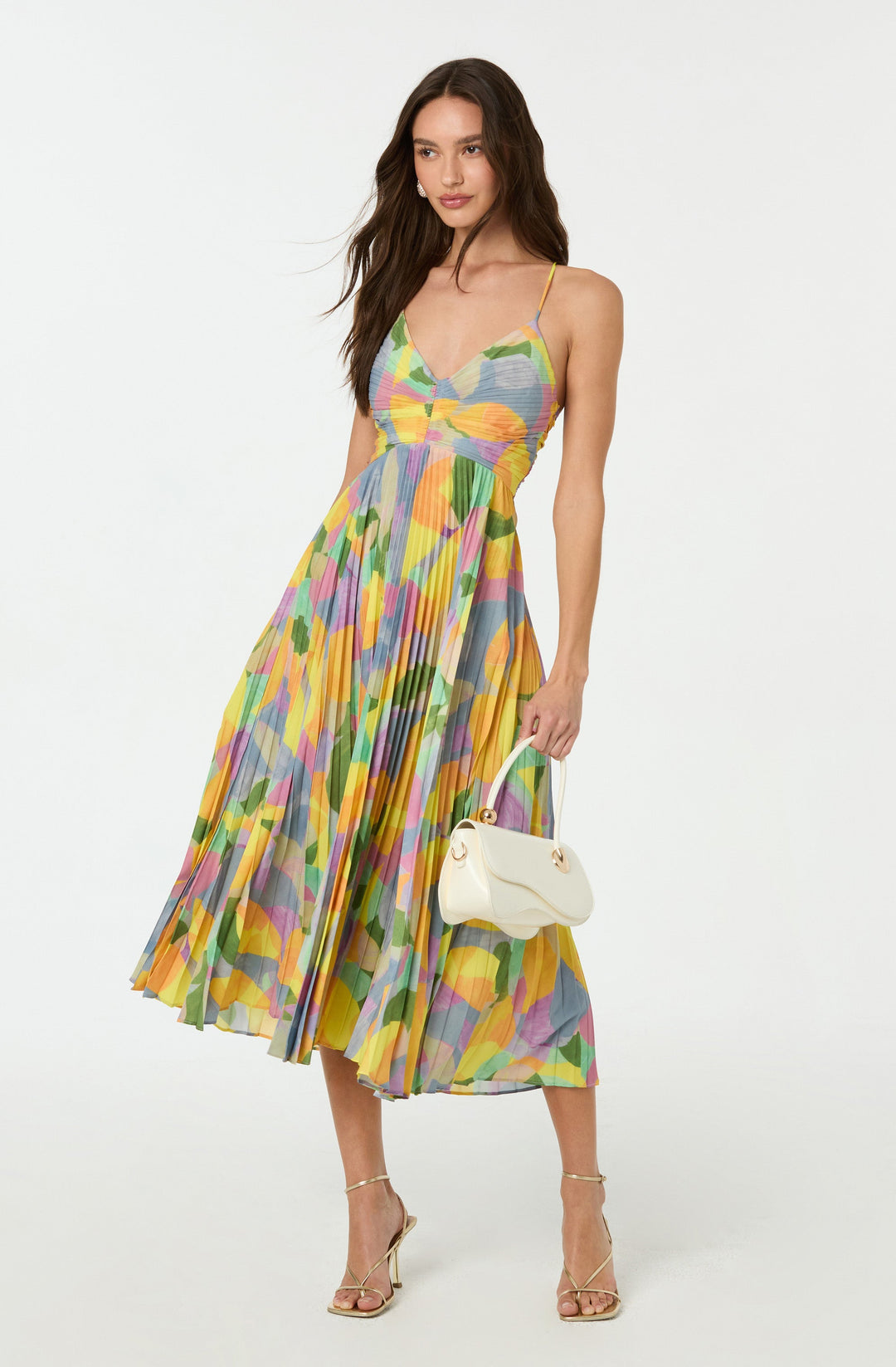 Bellafina – Multicolour pleated – Midi dress-15167804539264-Santi Vento Atelier
