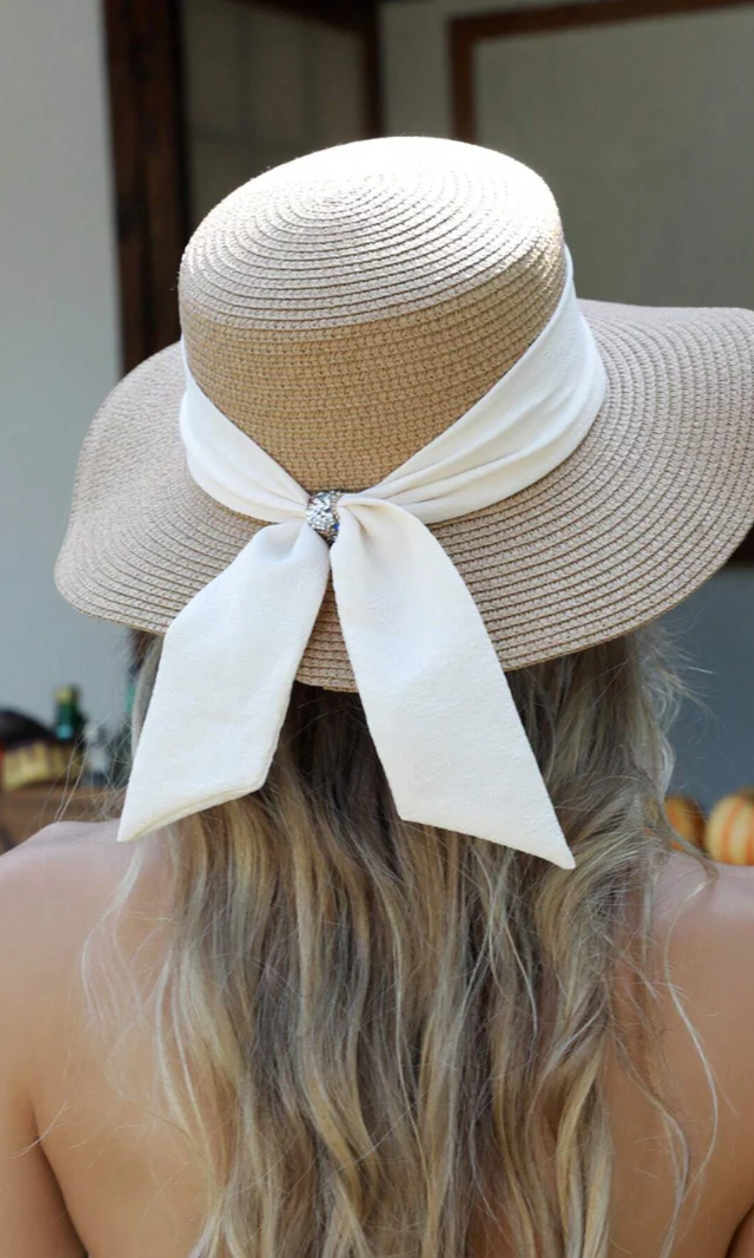 Albinia – White band classic – Straw hat-10174849122631-Ivory Ombre