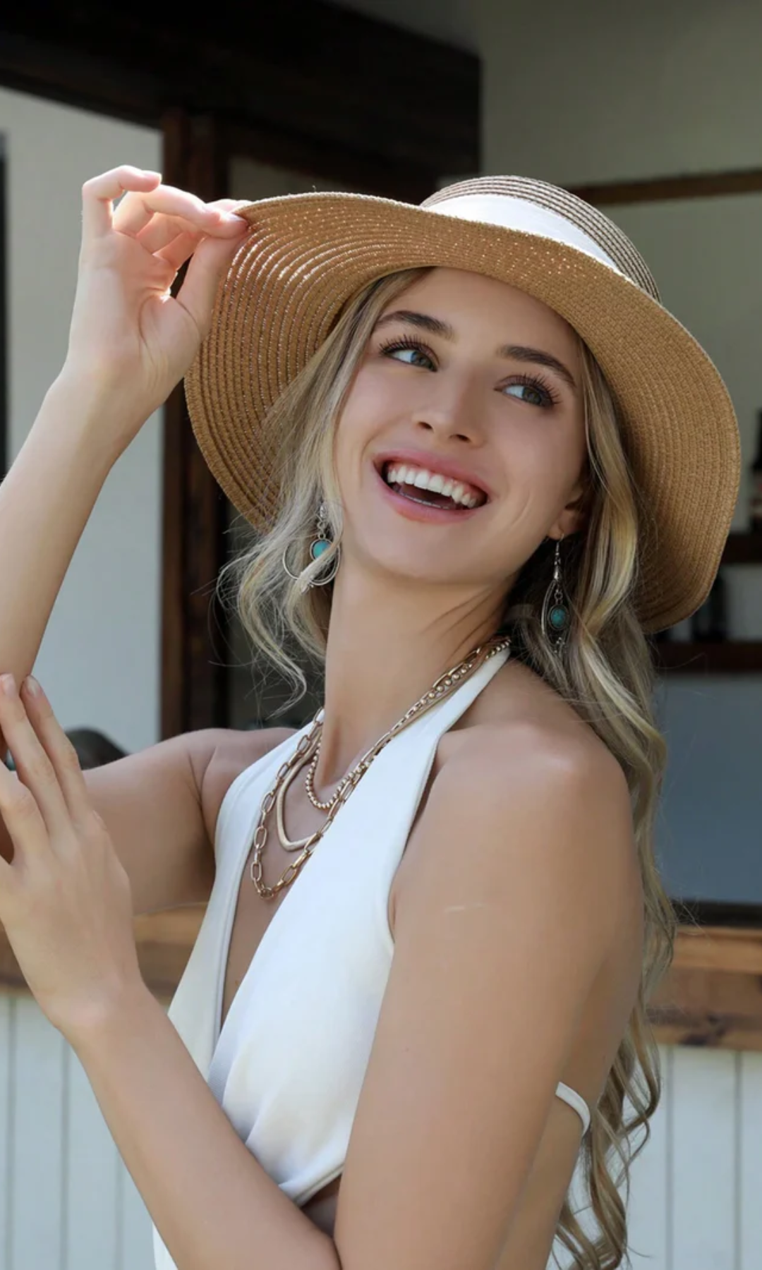 Albinia – White band classic – Straw hat-10174849122631-Ivory Ombre