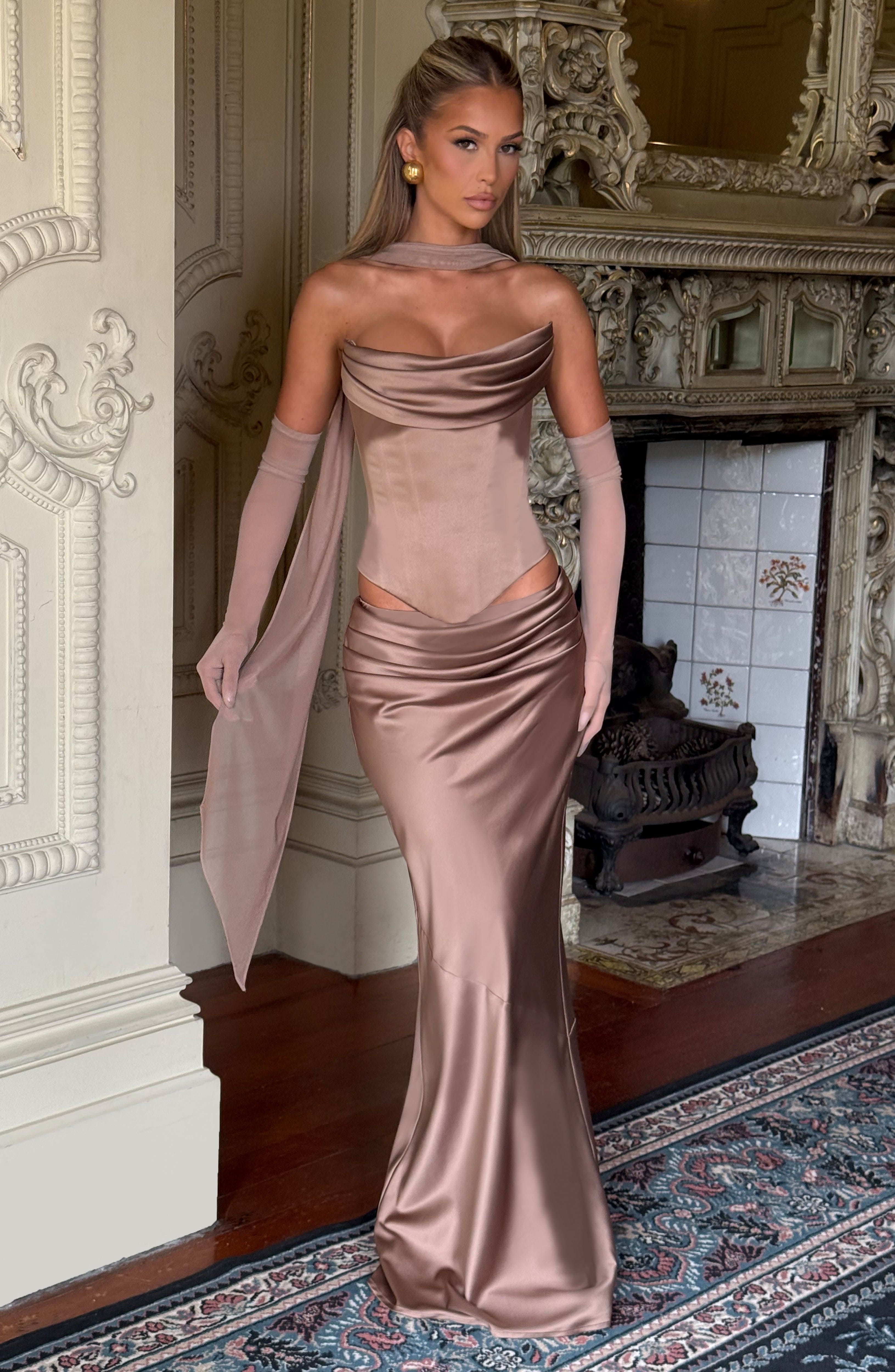 Allegra – Sculpted drape – Evening gown-10191235088711-Ivory Ombre