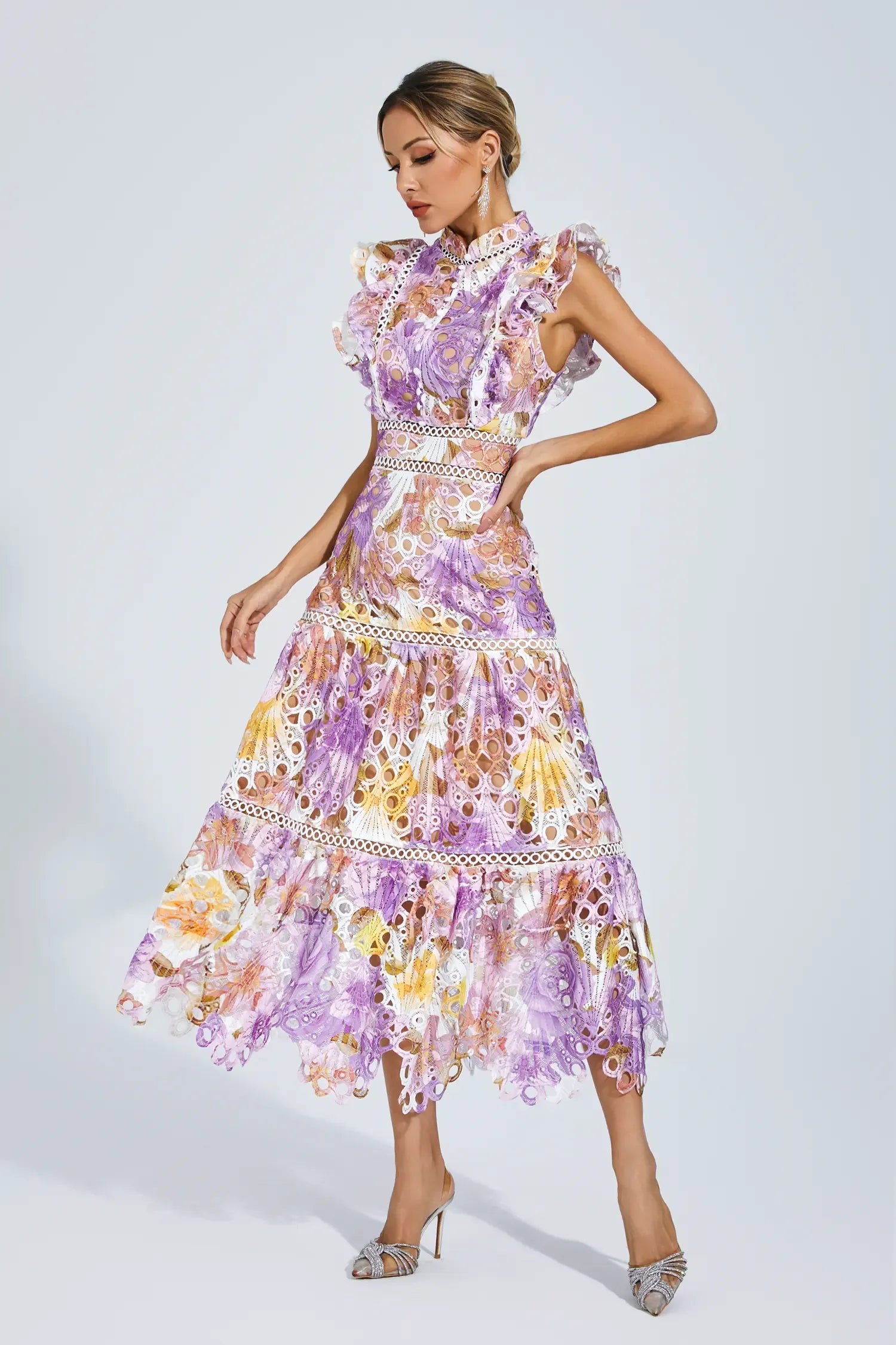 Alouvelle - Embroidered romance – Midi dress-10174863507783-Ivory Ombre