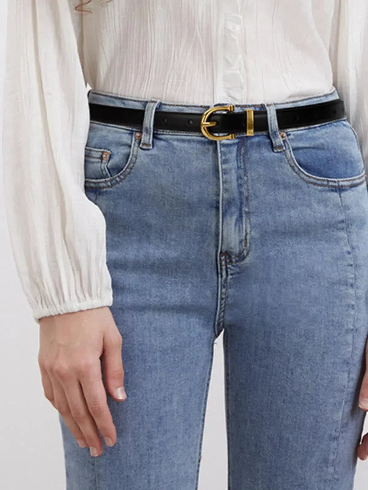 Althea – Minimalist black design – Buckle belt-10174652088647-Ivory Ombre
