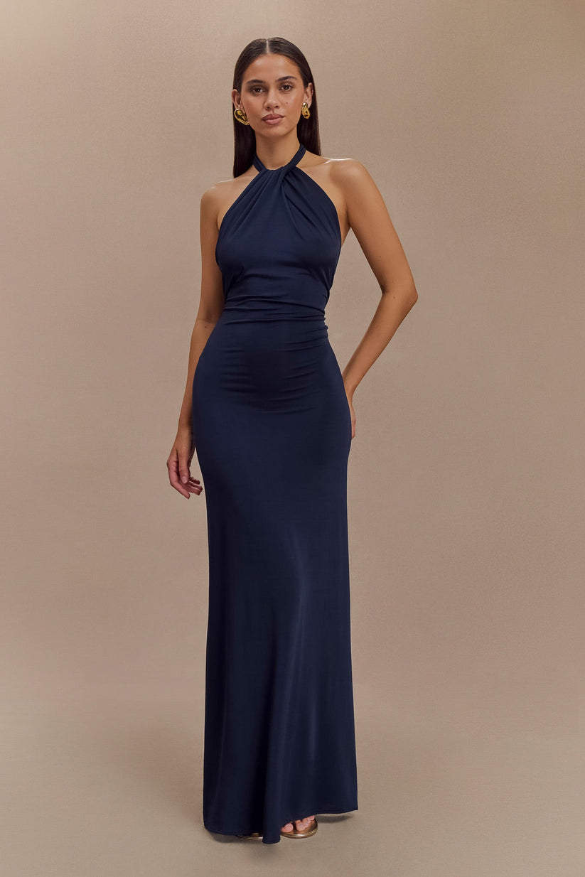 Alveria – Ruched halterneck – Maxi dress-10192062415175-Ivory Ombre