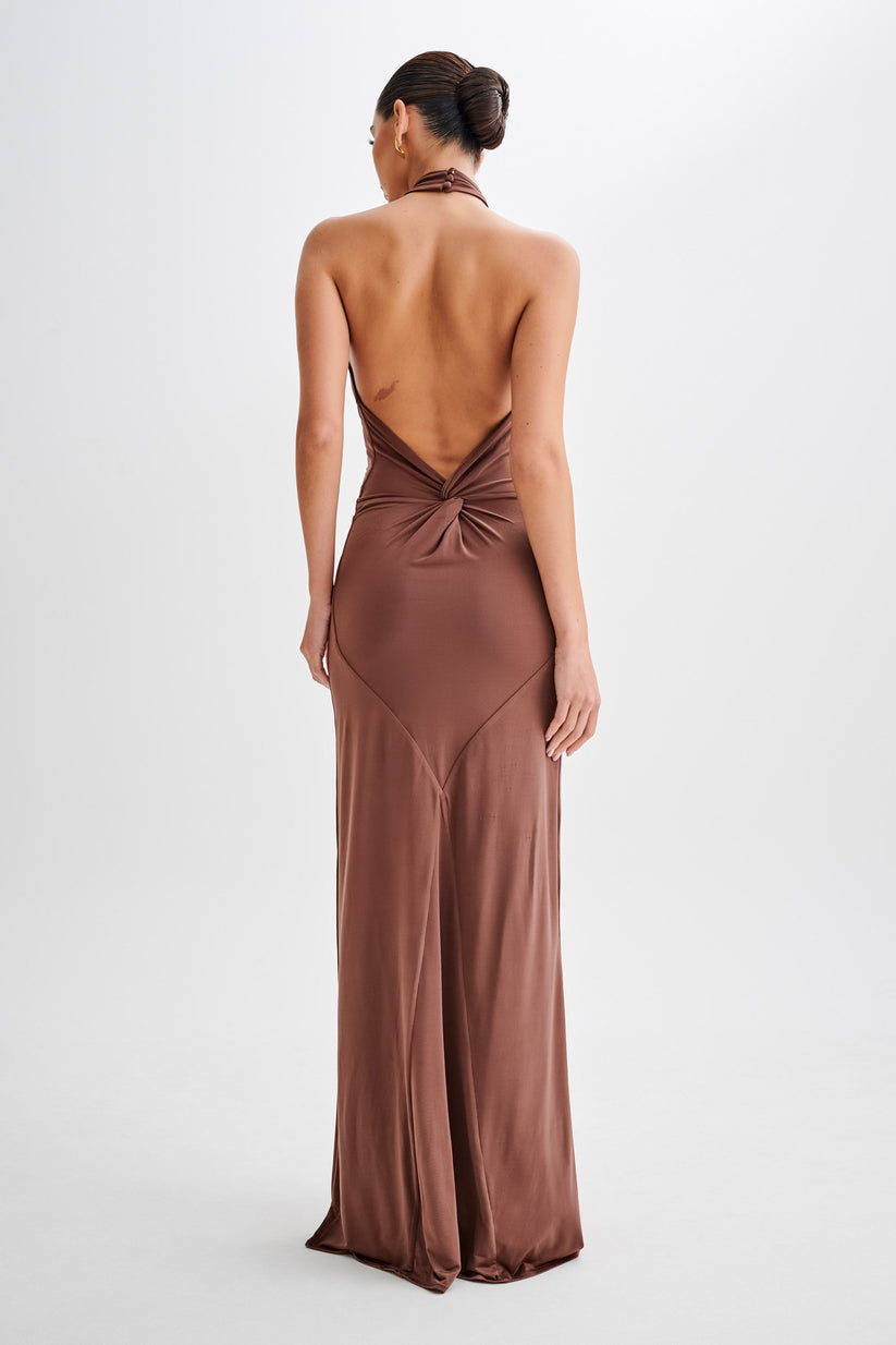 Alveria – Ruched halterneck – Maxi dress-10192062415175-Ivory Ombre