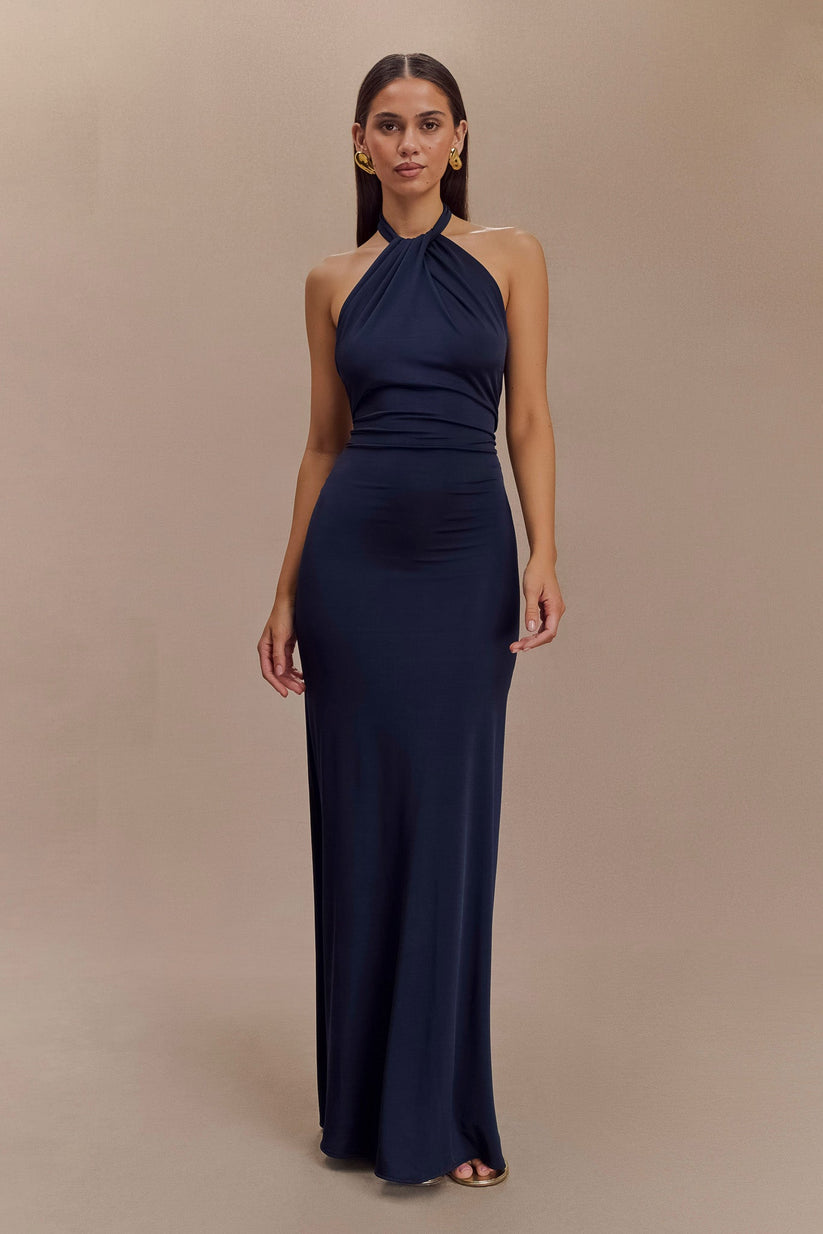 Alveria – Ruched halterneck – Maxi dress-10192062415175-Ivory Ombre