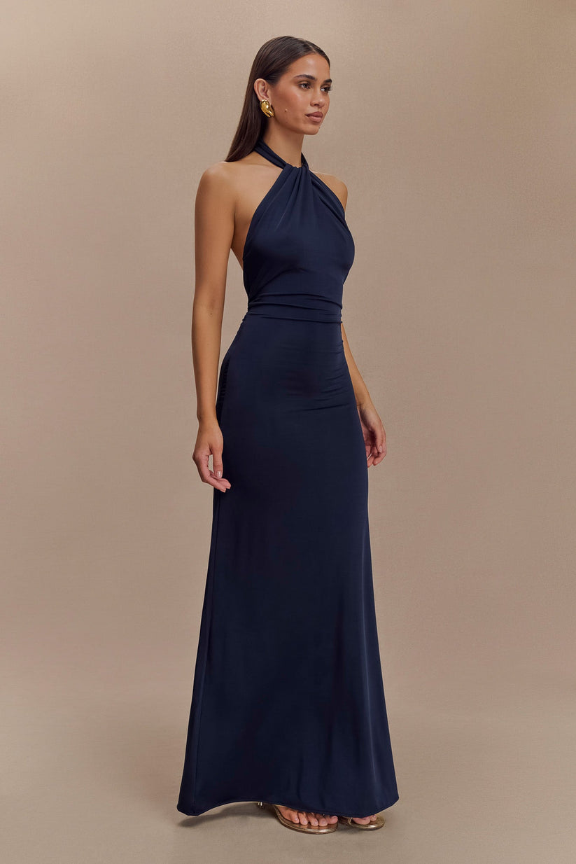 Alveria – Ruched halterneck – Maxi dress-10192062415175-Ivory Ombre