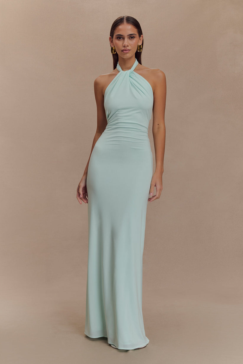 Alveria – Ruched halterneck – Maxi dress-10192062415175-Ivory Ombre