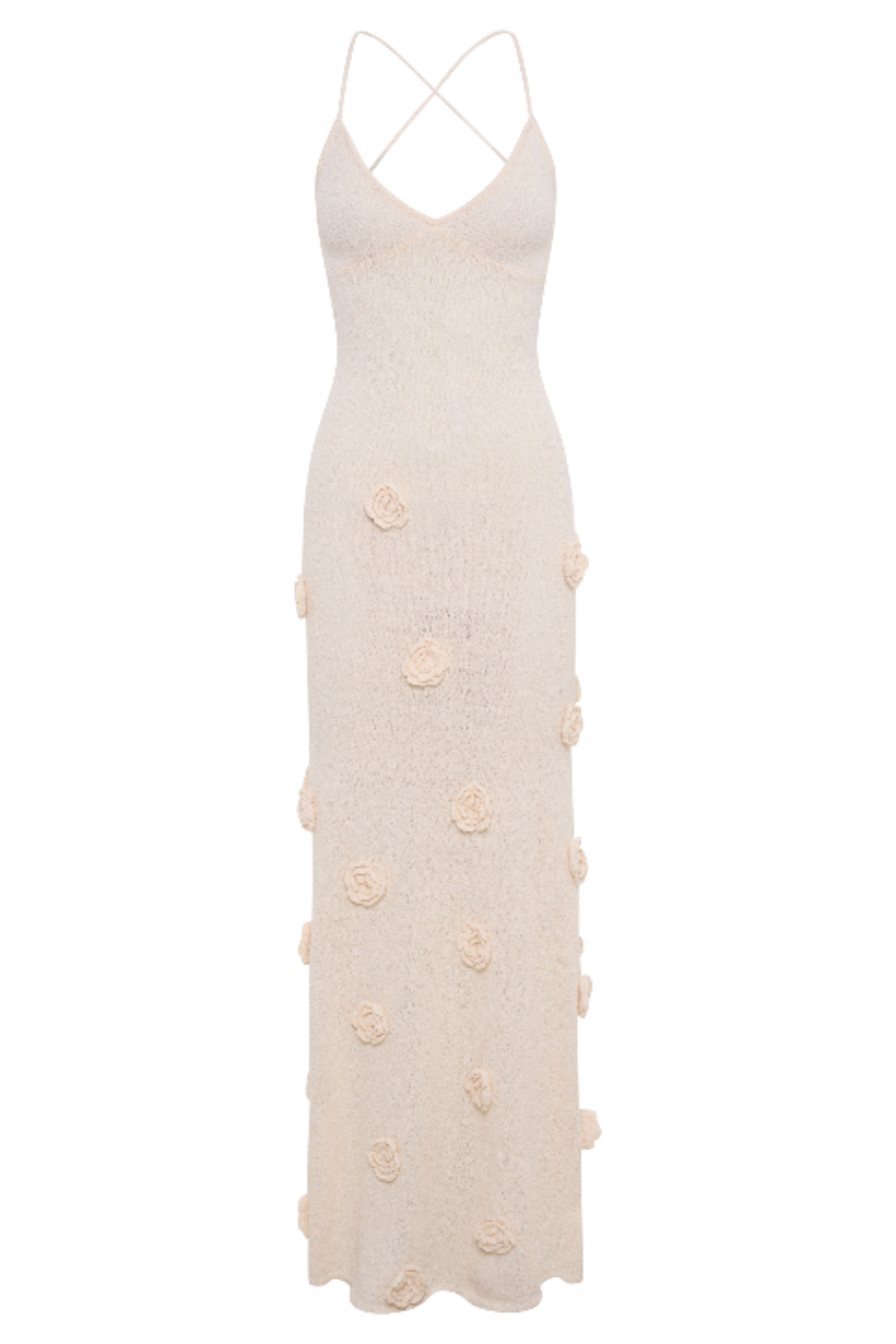 Ambina – Rosette detail – Knitted slip dress-10174856724807-Ivory Ombre