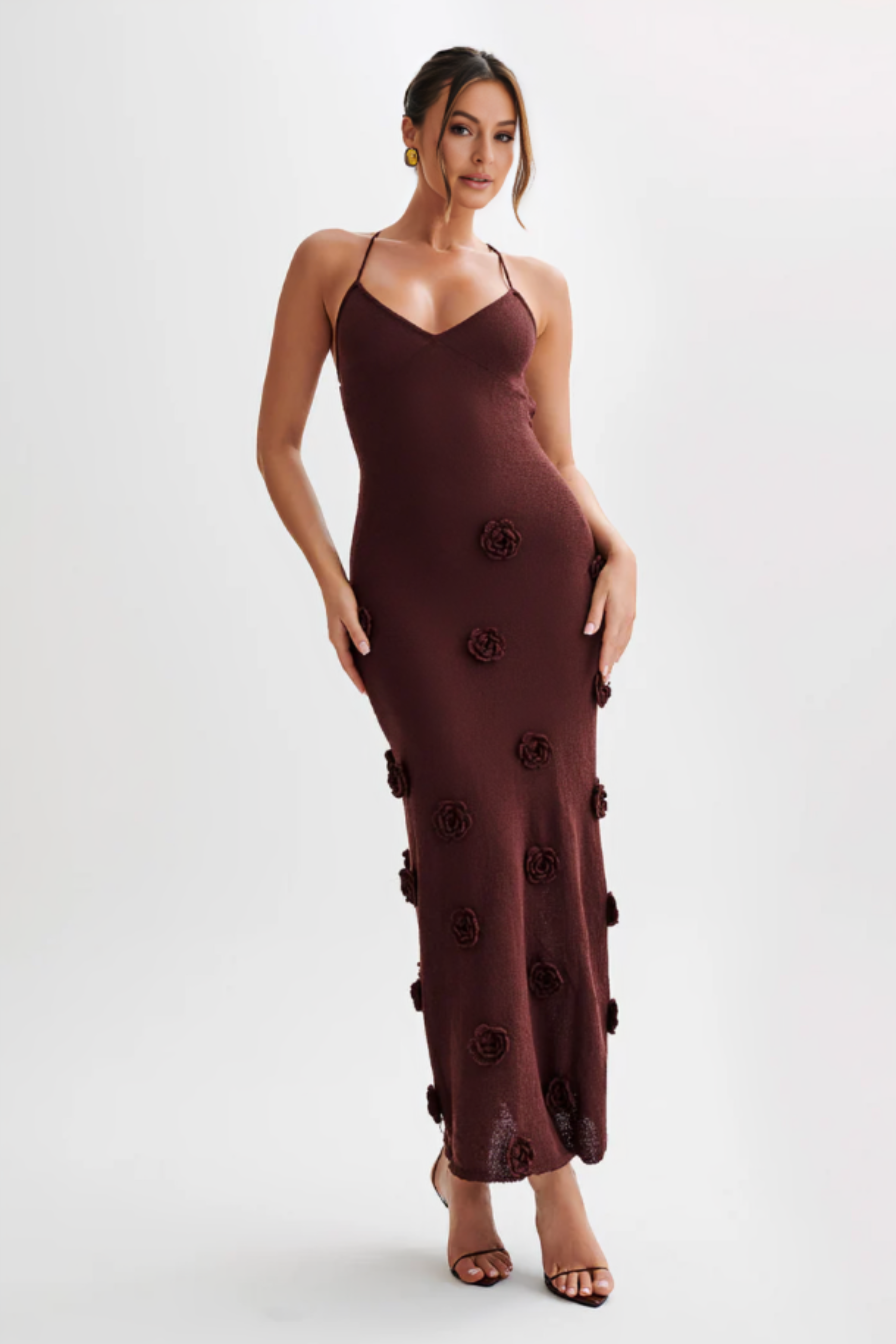 Ambina – Rosette detail – Knitted slip dress-10174856724807-Ivory Ombre
