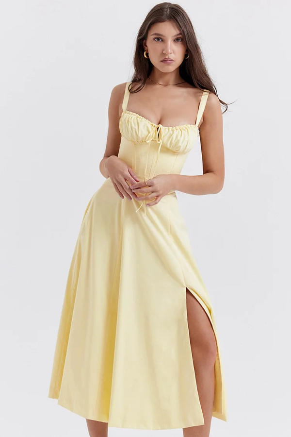 Amelie – Corset bloom – Floral midi dress-10174853448007-Ivory Ombre