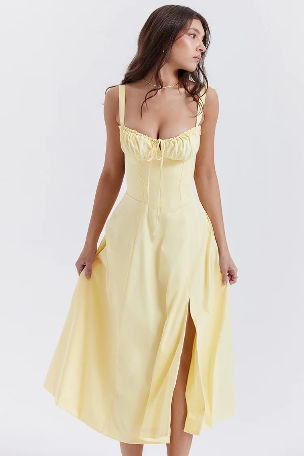 Amelie – Corset bloom – Floral midi dress-10174853448007-Ivory Ombre