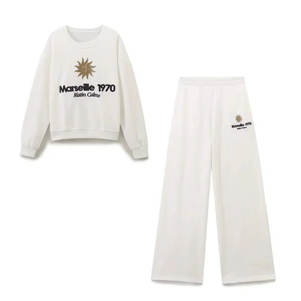 Antoinette – Crew neck sweatshirt – Wide pants – Marseille lounge set-10174845387079-Ivory Ombre