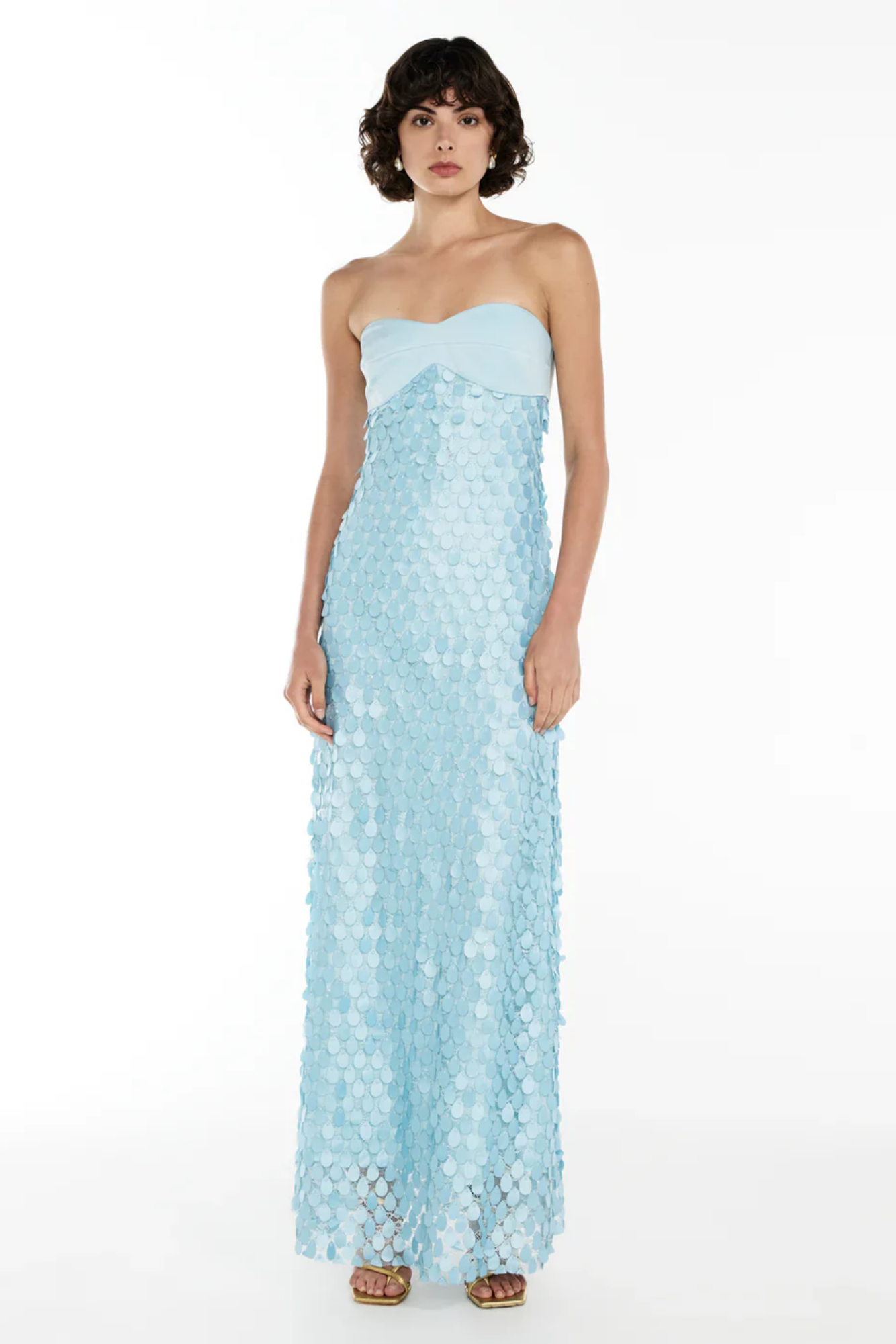 Aqualéa – Sculpted petal texture – Strapless evening dress-10174866194759-Ivory Ombre
