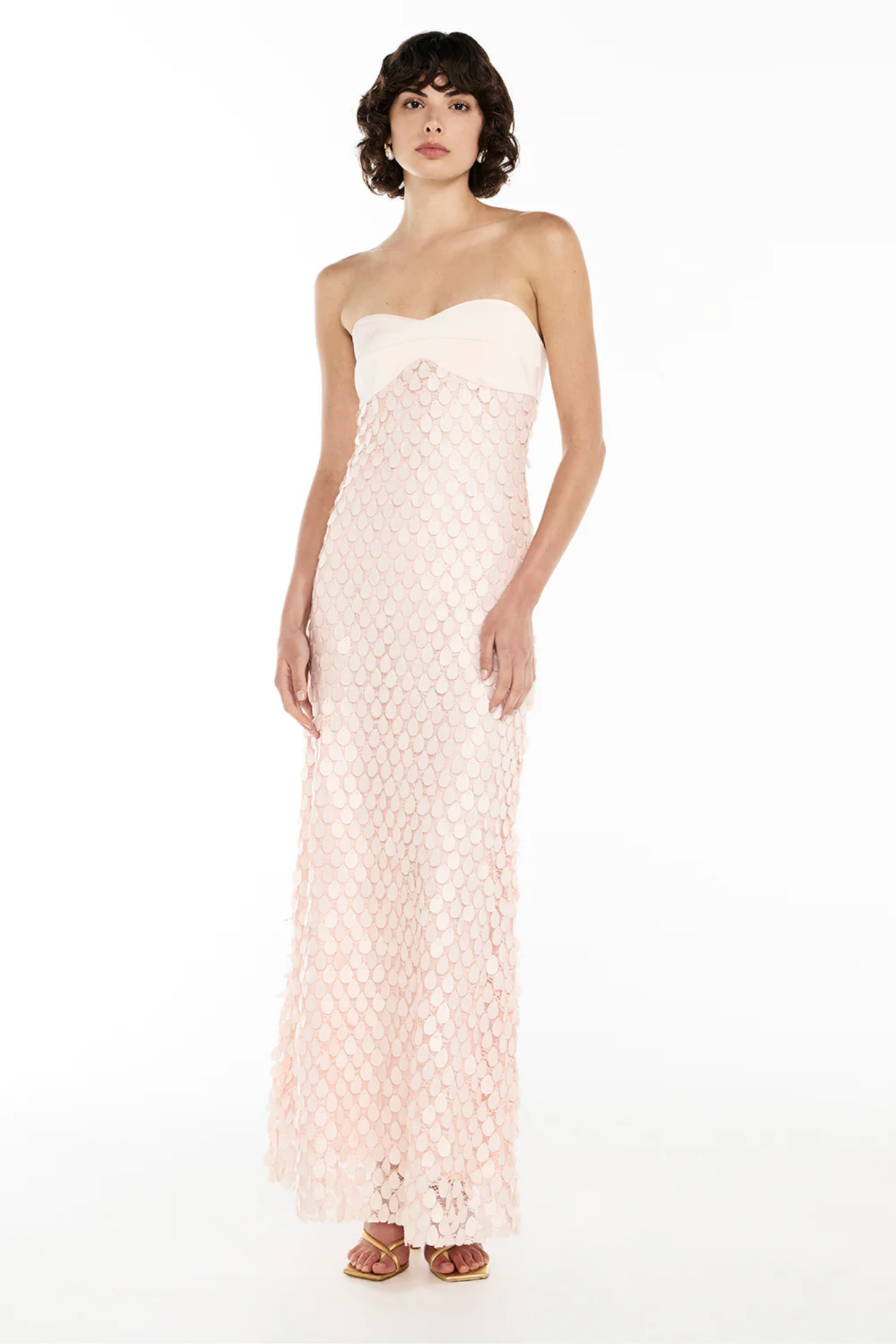 Aqualéa – Sculpted petal texture – Strapless evening dress-10174866194759-Ivory Ombre