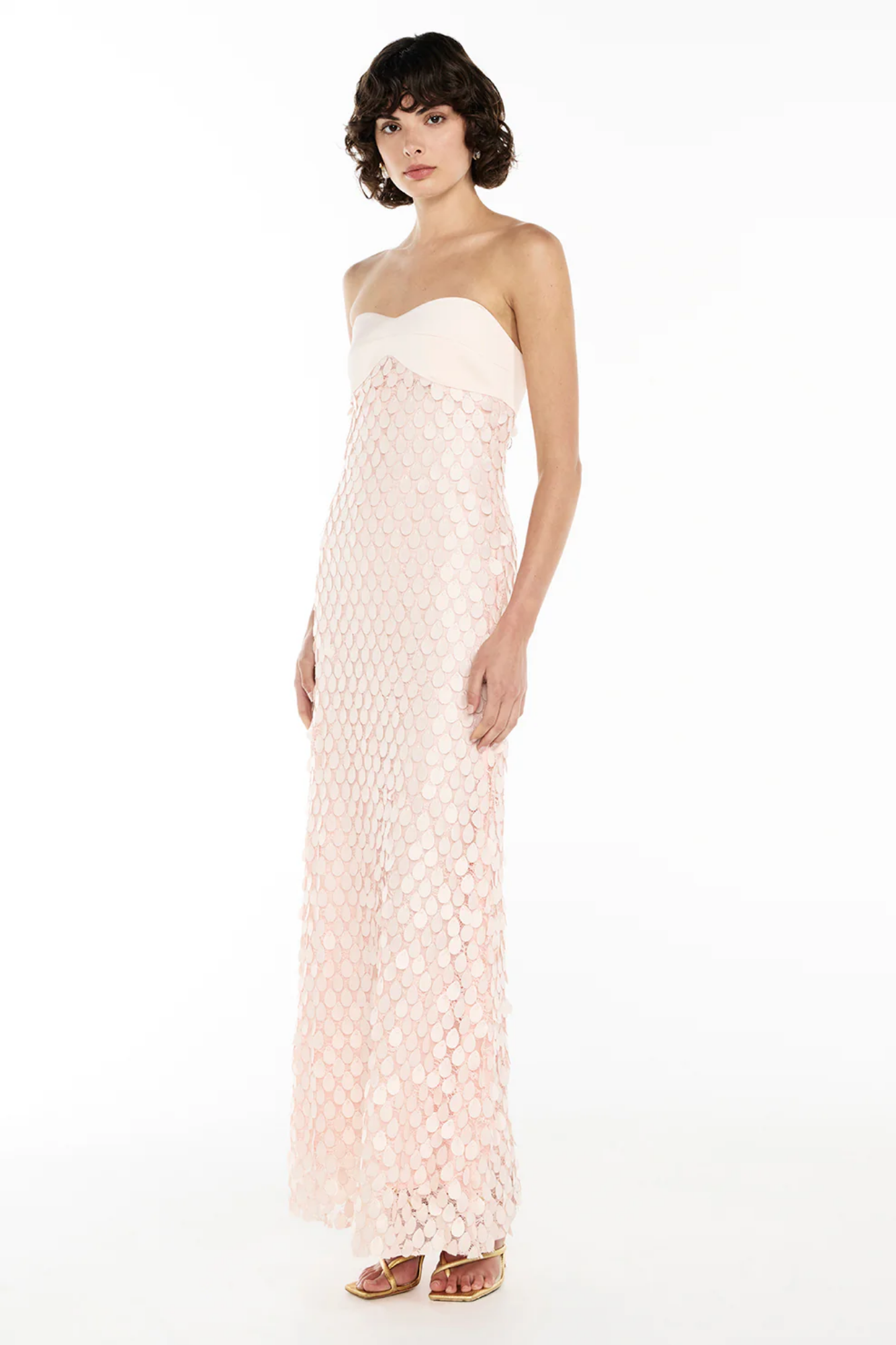Aqualéa – Sculpted petal texture – Strapless evening dress-10174866194759-Ivory Ombre