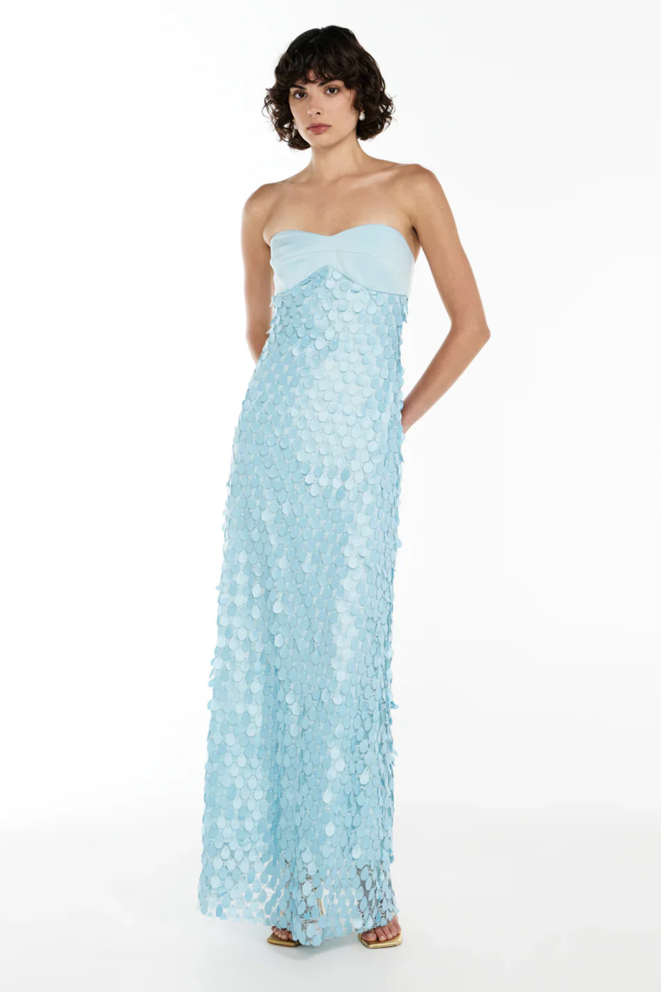 Aqualéa – Sculpted petal texture – Strapless evening dress-10174866194759-Ivory Ombre